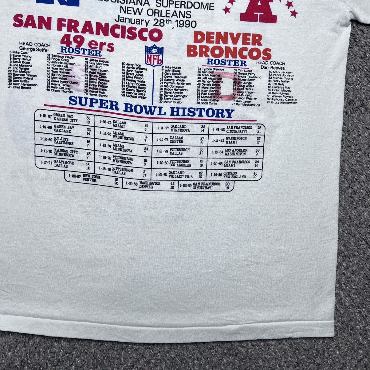 NFL Vtg 1990 NFL Super Bowl 49ers Broncos Championship T-Shirt Size US L / EU 52-54 / 3 - 12 Thumbnail