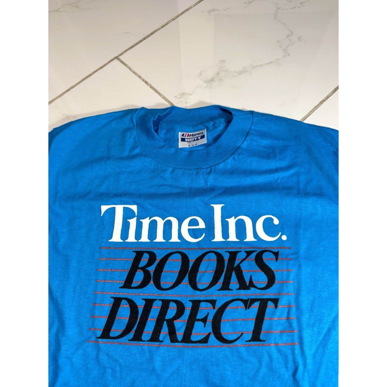 Hanes VINTAGE 80s Hanes T-Shirt Medium Blue Time Inc Books Direct Promo Published Direct Blue Size US M / EU 48-50 / 2 - 3 Thumbnail