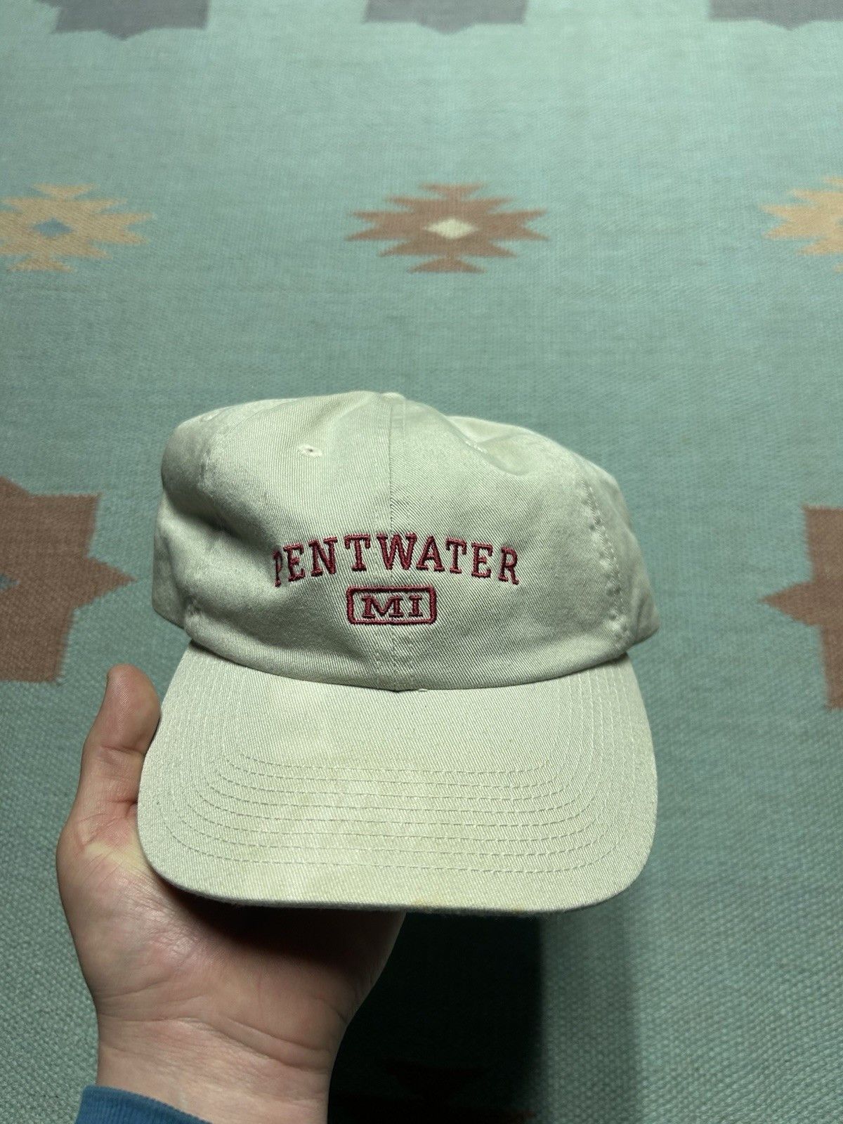 Vintage Vintage strapback hat Pentwater Michigan beige destination Size ONE SIZE - 2 Thumbnail