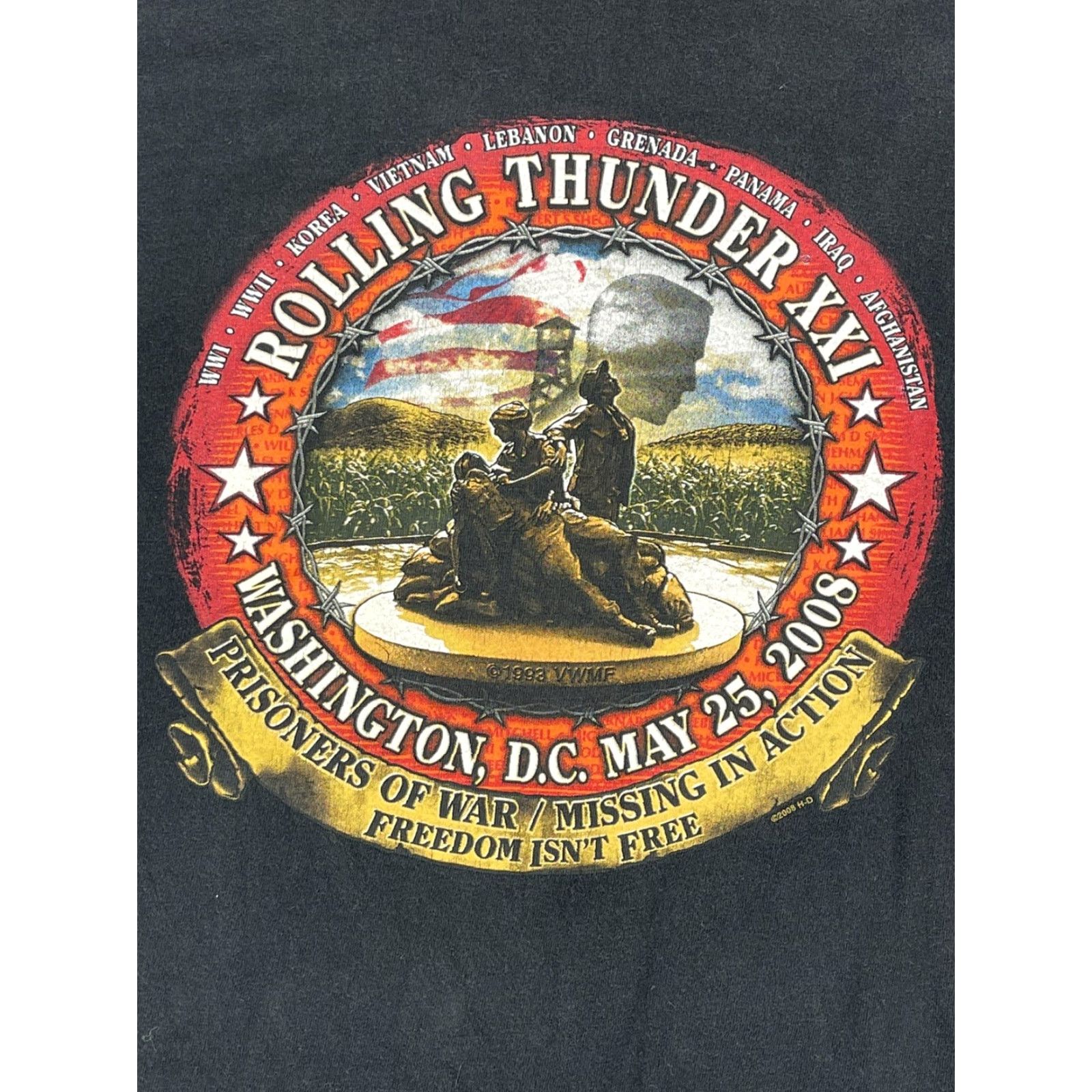 Harley Davidson VINTAGE Harley-Davidson T-Shirt Rolling Thunder 90s Black Adult Medium Double-Sided Mens Size US M / EU 48-50 / 2 - 2 Thumbnail