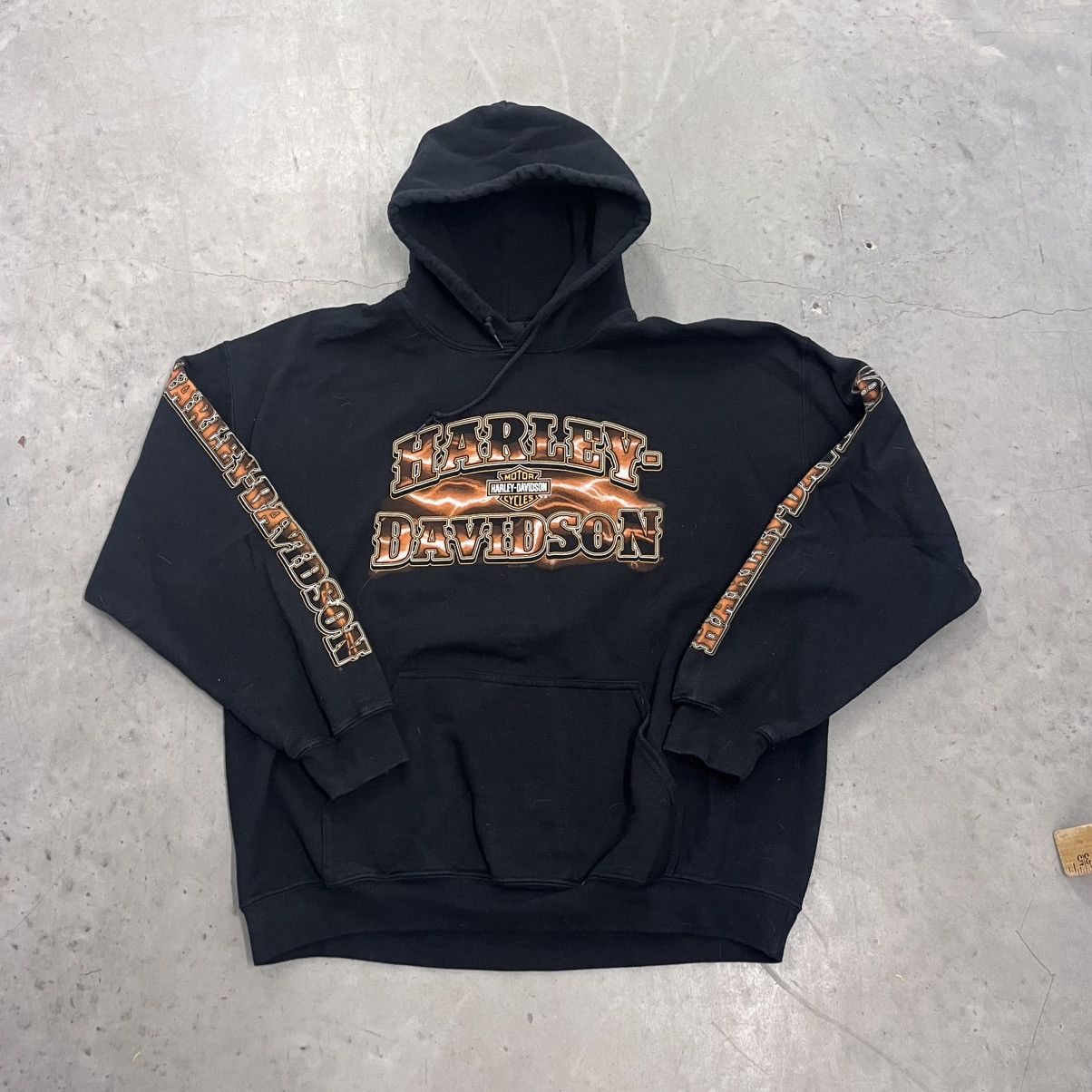 Harley Davidson × Vintage Crazy Vintage Harley Davidson Sleeve Print Hoodie Black XL Size US XL / EU 56 / 4 - 5 Thumbnail