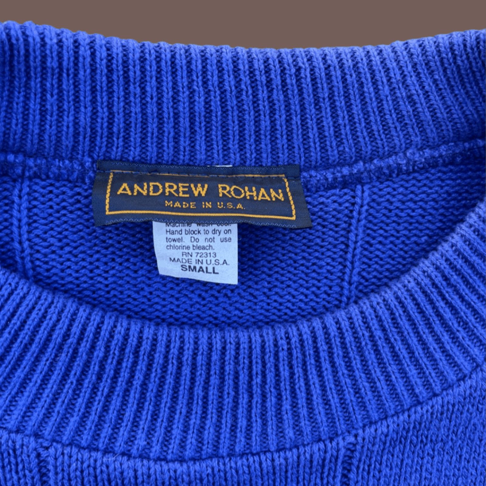 Vintage VTG Knit Sweater | Andrew Rohan NAU Blue | 90s Campus Style Size US S / EU 44-46 / 1 - 3 Thumbnail