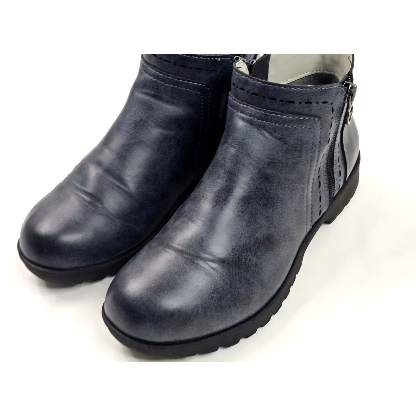 Vintage JSport by Jambu Jenna Ankle Boots Women 8M Blue Vegan Leather Side Zip Casual Bootie Size US 8 / IT 38 - 5 Thumbnail