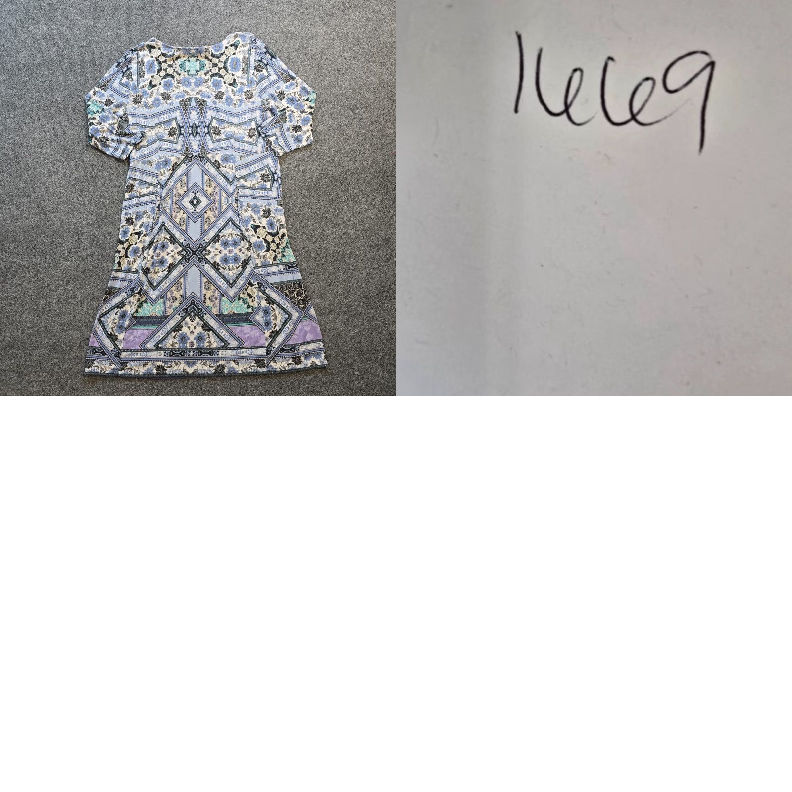 J. Jill J Jill Dress Womens Small Blue Patchwork Stretchy A-Line V-Neck Casual Dress (J. Jill, Knee Length, 3/4 Sleeve) Size S / US 4 / IT 40 - 8 Thumbnail