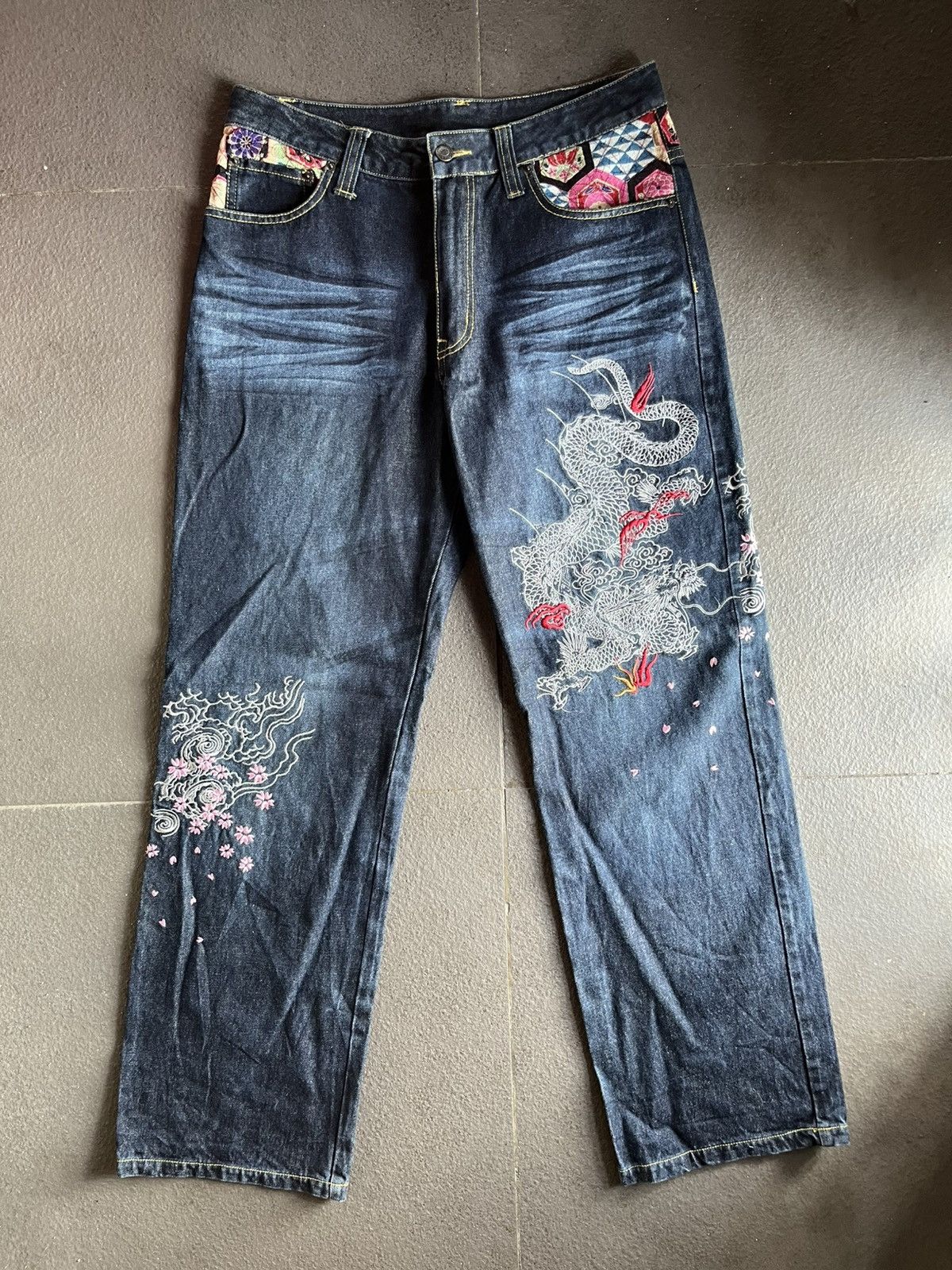 Karakuri Tamashii Vomaine Dragon Embroidery Wide Leg Denim Karakuri Tamashii Size US 32 / EU 48 - 2 Thumbnail