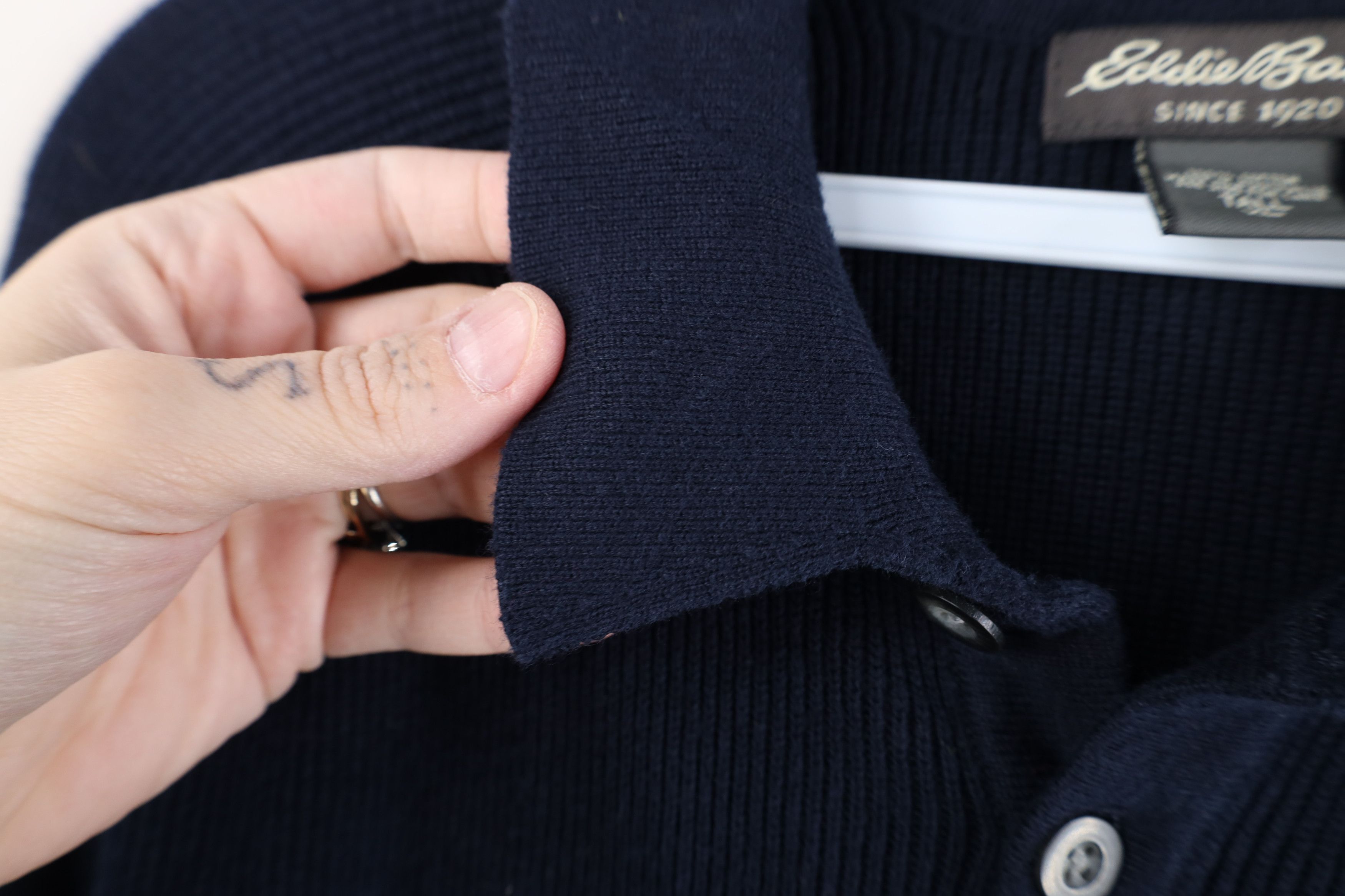 Eddie Bauer Vintage Eddie Bauer Ribbed Knit Collared Sweater Navy Blue Size XL / US 12-14 / IT 48-50 - 8 Thumbnail