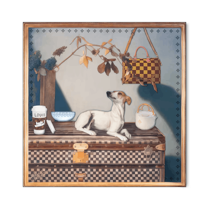 Louis Vuitton Elegant Scene of a Dog Silk Square Size ONE SIZE - 4 Thumbnail