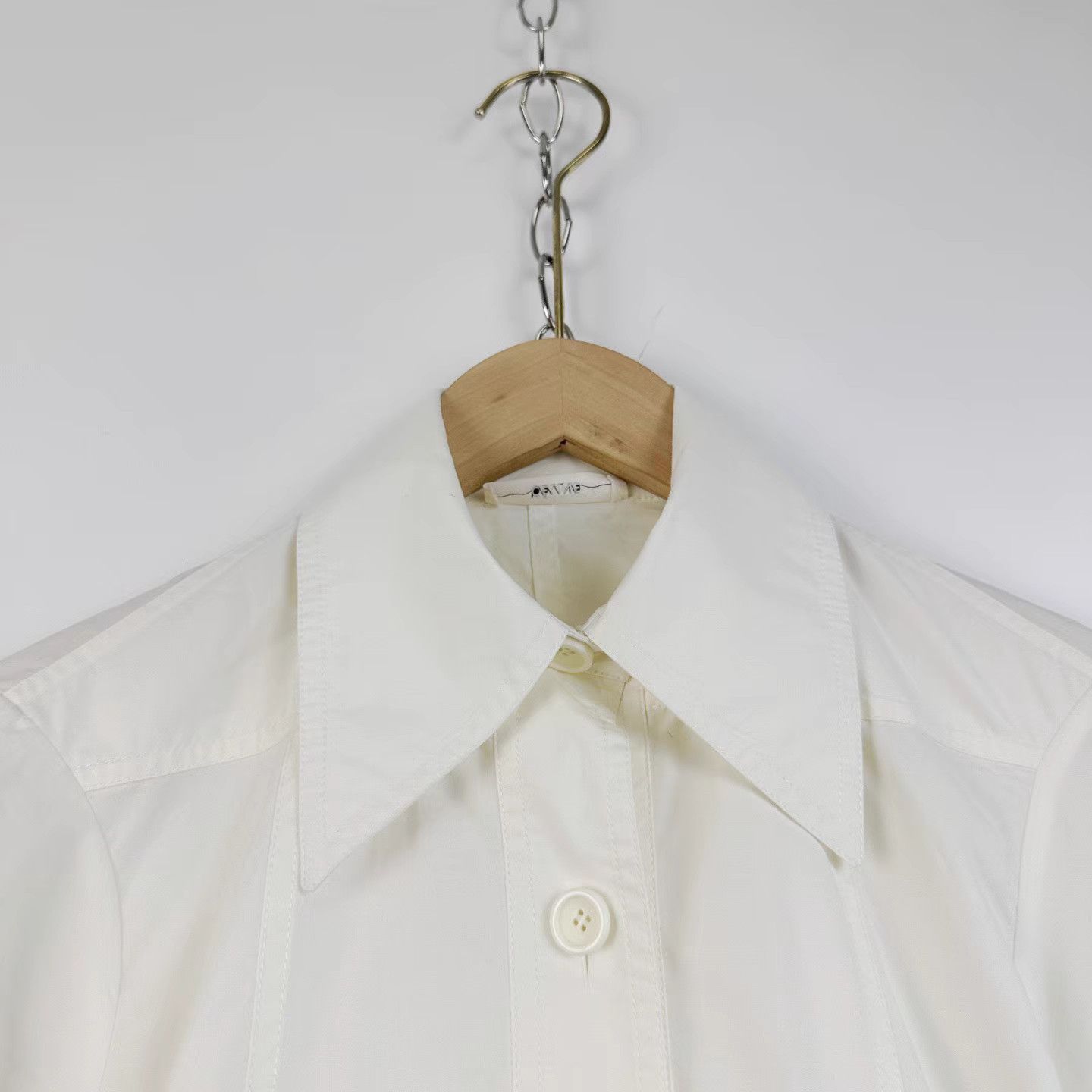 Celine CELINE White Waist-Fitted Short Sleeve Shirt K12 Size XXS / US 00 / IT 34 - 2 Thumbnail