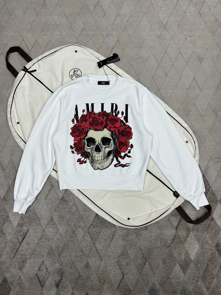 Amiri AMIRI Skull Rose Print Sweatshirt White XS Size US XS / EU 42 / 0 - 1 Thumbnail