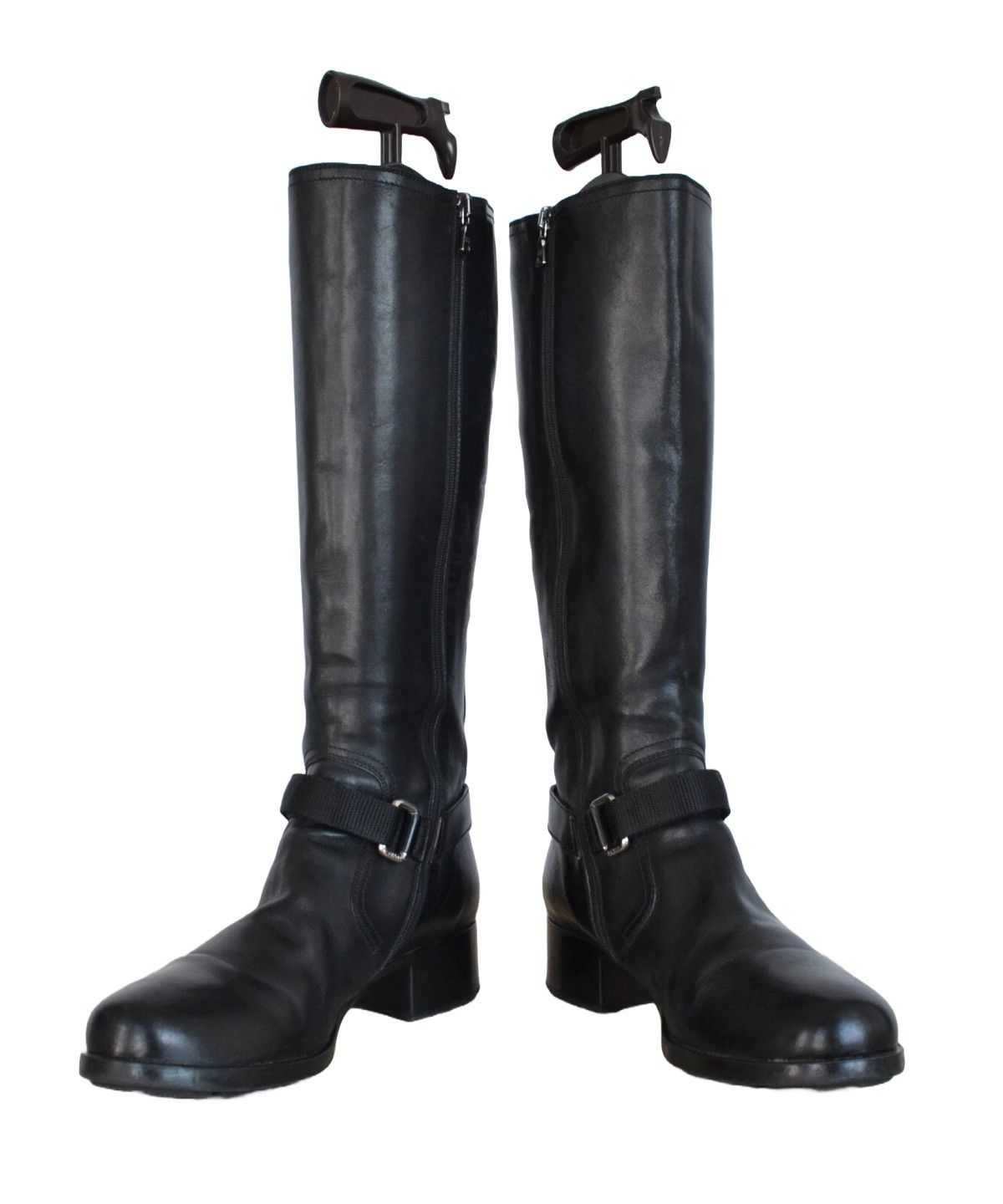 Prada PRADA Boots Logo Belt Biker Moto Zip Tall Shoes Black Size US 7 / IT 37 - 4 Thumbnail