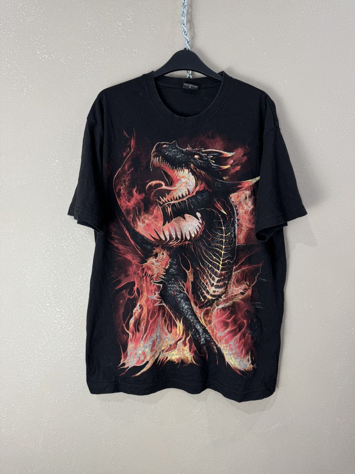 🐲Men’s Vintage T-Shirt Spiral Dragon Biker Y2K Logo Tee🐲