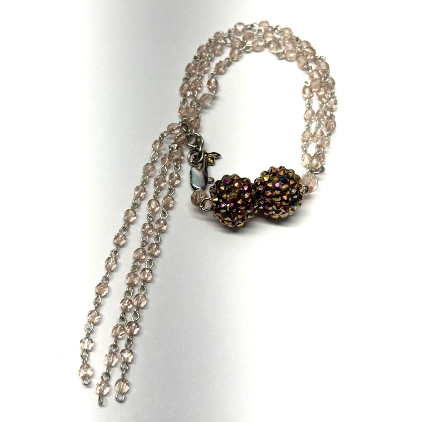 Vintage Vintage pink crystal beaded tassel rhinestone bracelet Size ONE SIZE - 2 Thumbnail