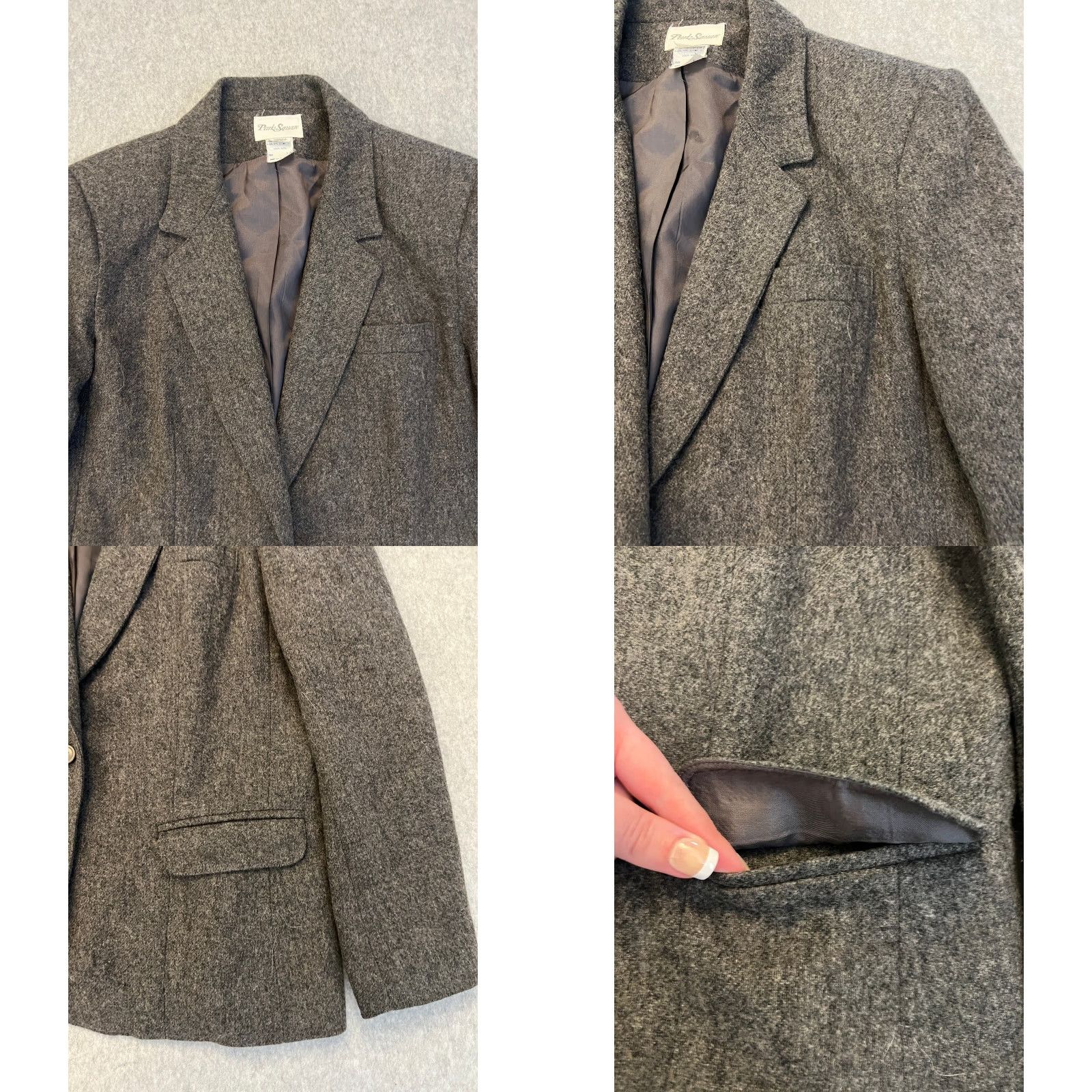 Vintage VINTAGE Park Square Blazer Womens Size 12 100% Wool Tweed Long Sleeve Gray Two Button Coat Jacket Blazer Size XL / US 12-14 / IT 48-50 - 9 Thumbnail