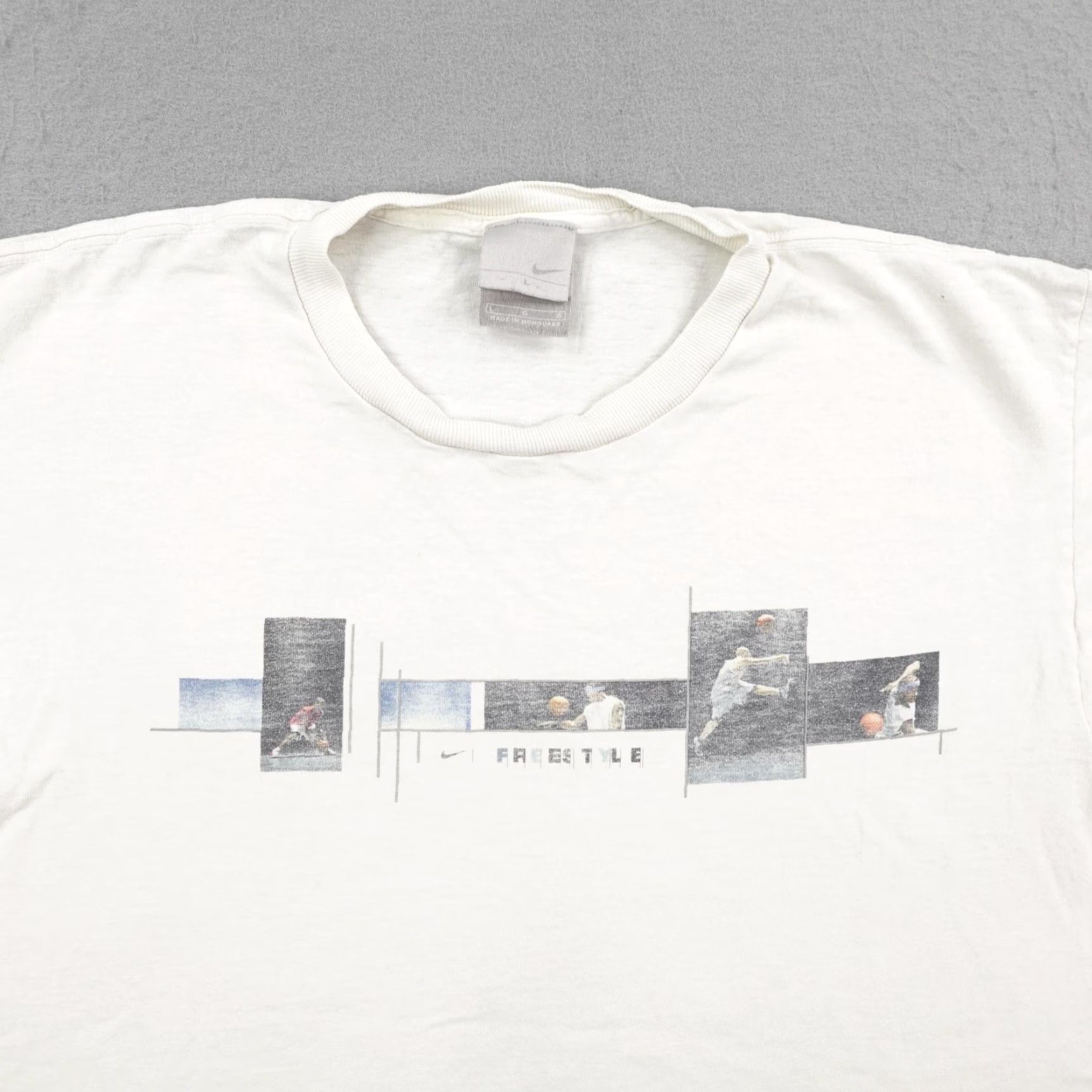 Nike VINTAGE Nike Shirt Large White Graphic Freestyle Basketball Short Sleeve Mens Y2K Size US L / EU 52-54 / 3 - 2 Thumbnail