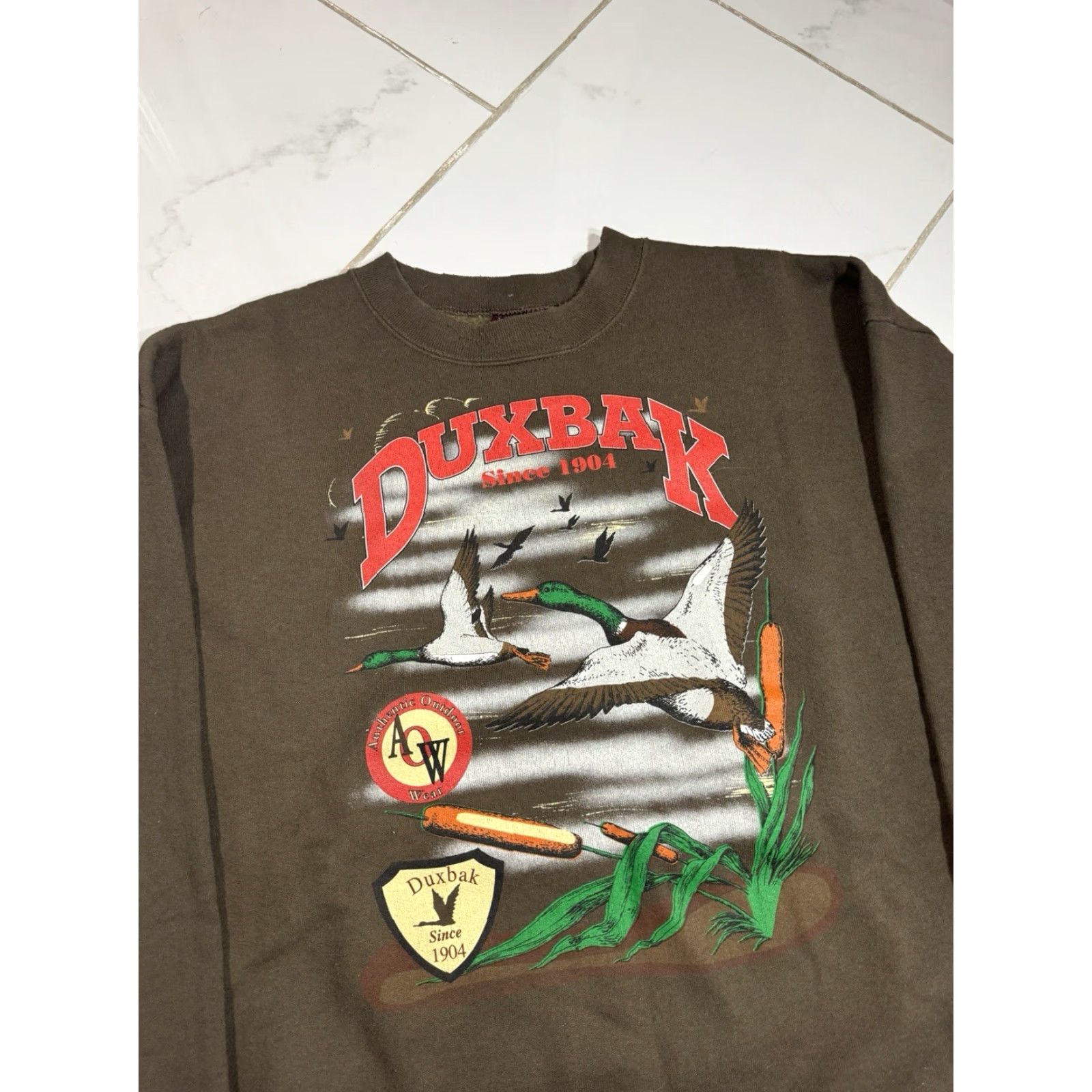 Vintage VINTAGE 90s Duxbak Duck Hunting Graphic Brown Crewneck Sweatshirt Size L USA Size US L / EU 52-54 / 3 - 2 Thumbnail