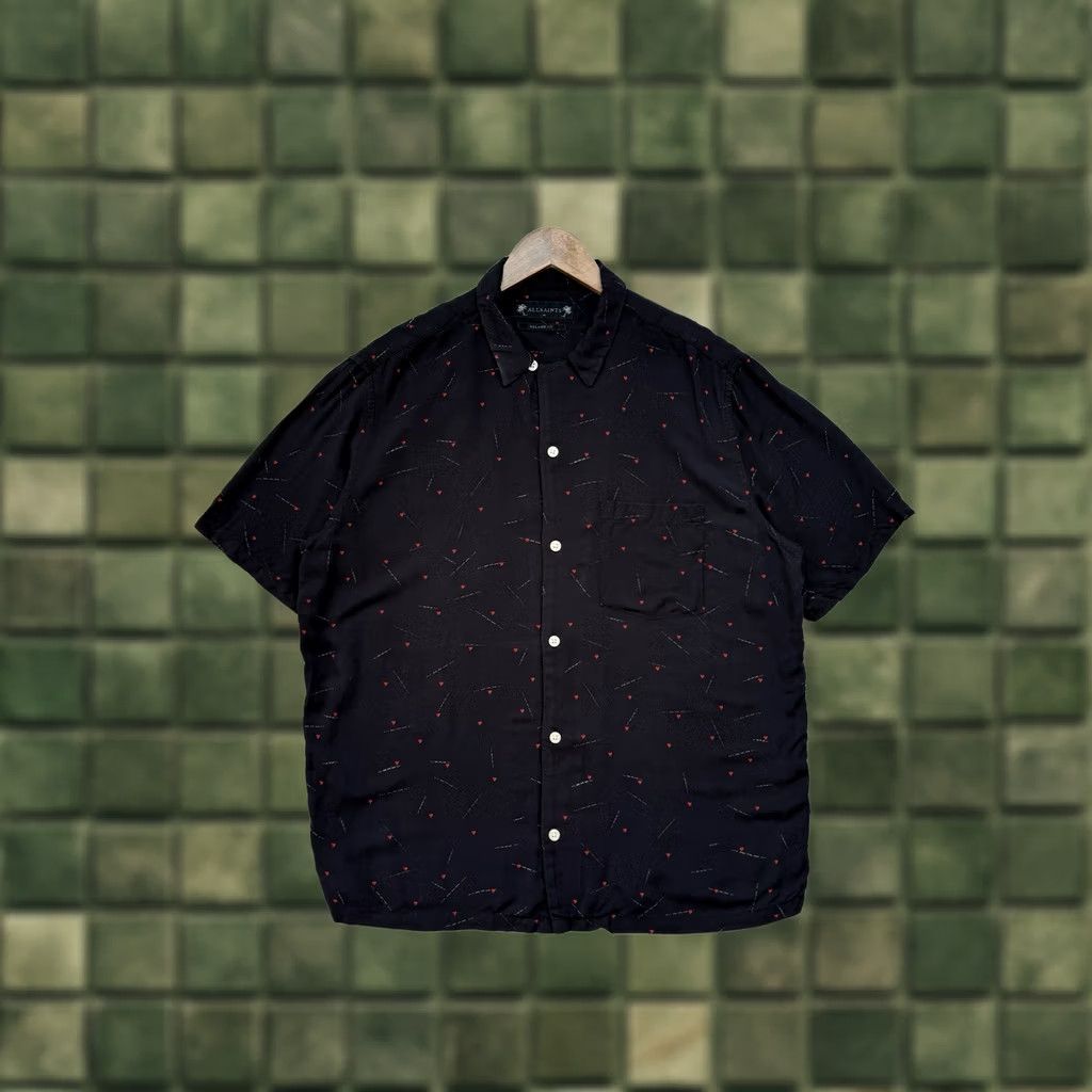 Allsaints VINTAGE AllSaints Heart Hawaiian Viscose Short Sleeve Shirt Button Up Black Men M Shirt Size US M / EU 48-50 / 2 - 1 Thumbnail