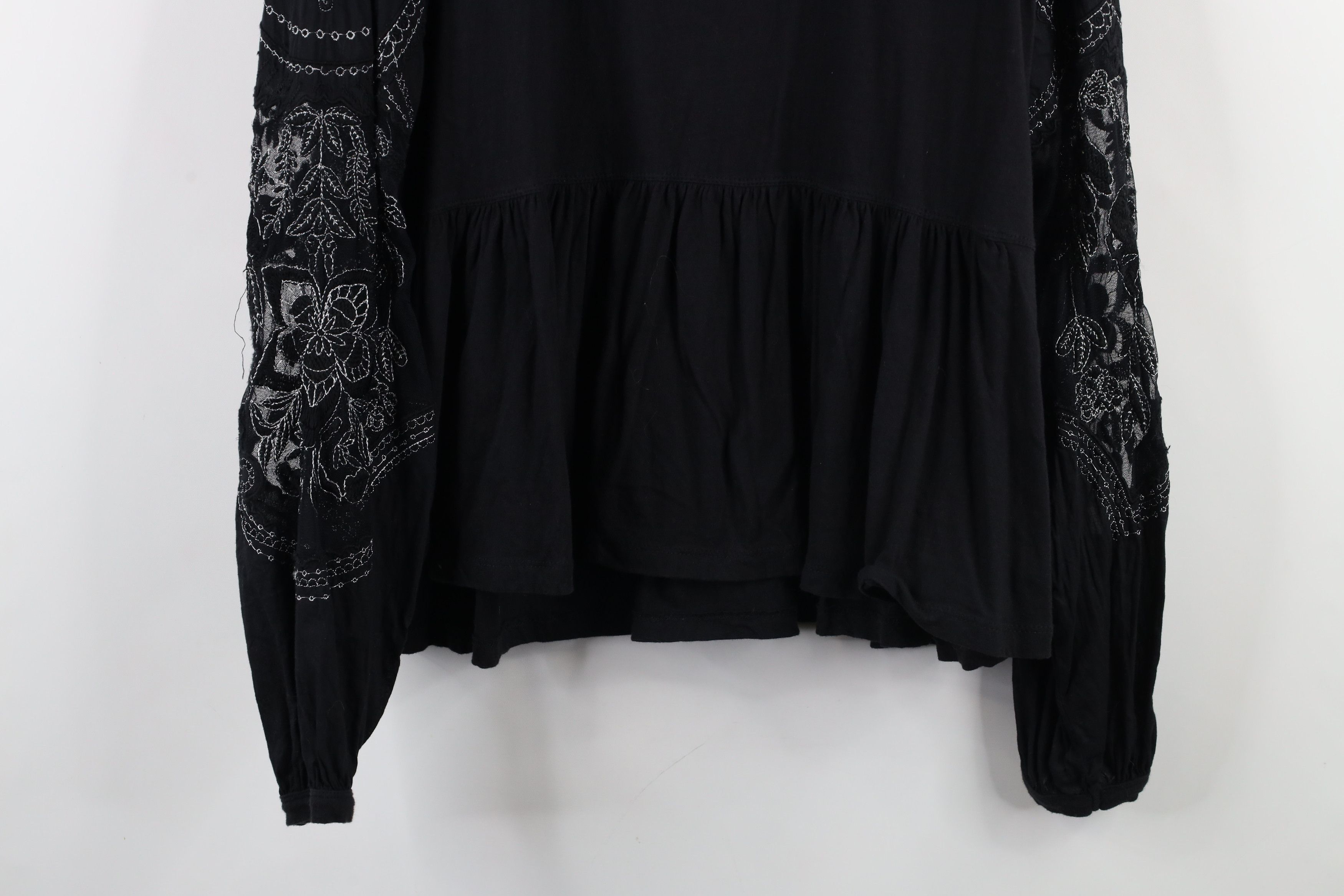 Free People × Vintage Free People Chic Ruffled Lace Flower Puff Sleeve Shirt Top Size S / US 4 / IT 40 - 14 Thumbnail
