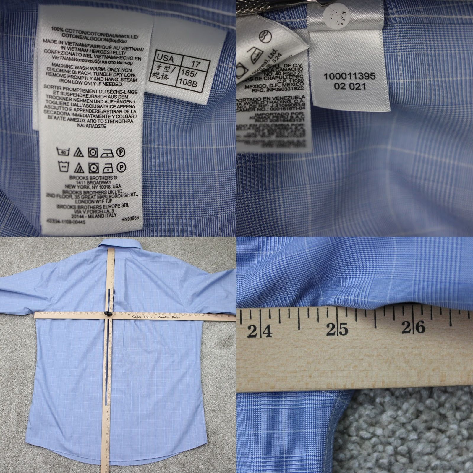 Brooks Brothers Brooks Brothers Regent Dress Shirt Mens 17 6/7 Blue Non-Iron Cotton L/S Shirt Size 46R - 8 Thumbnail