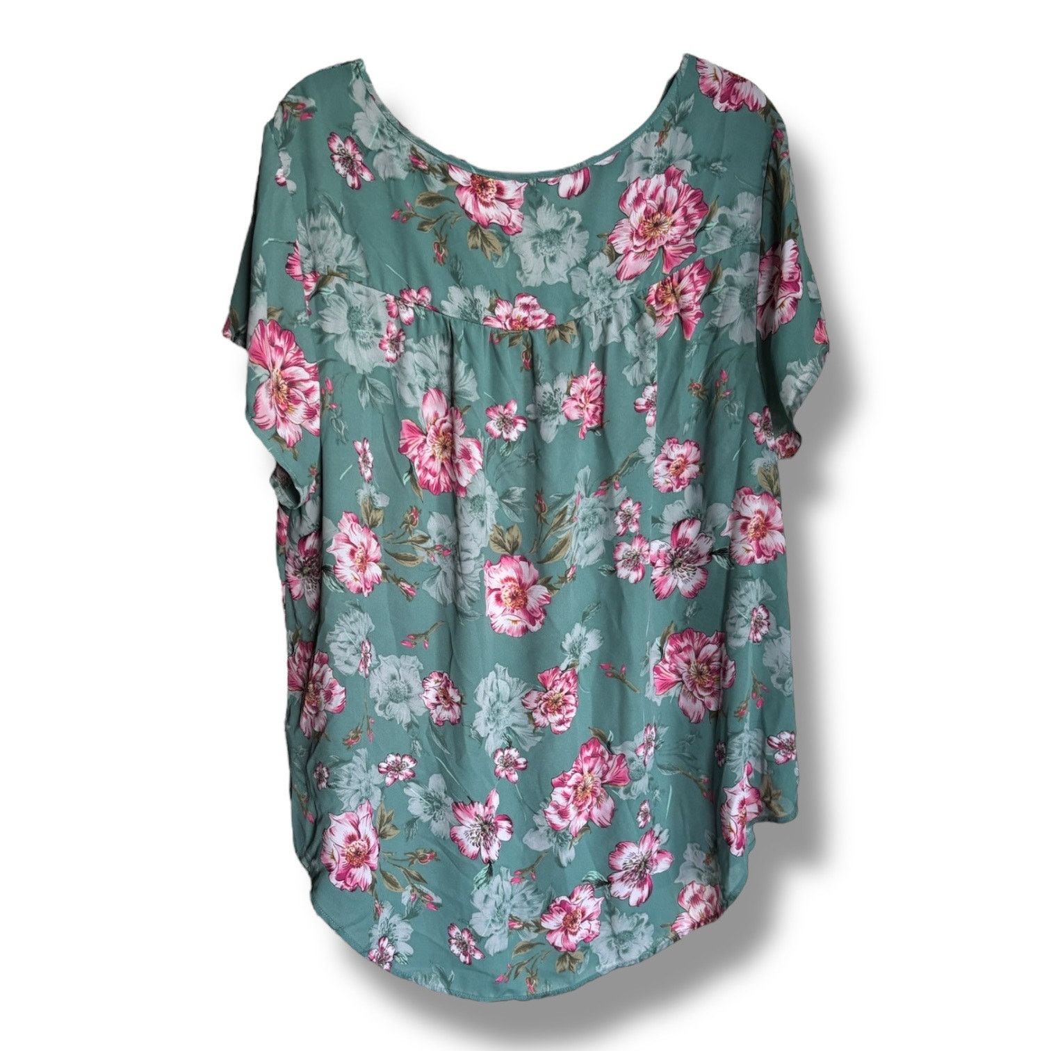Other Torrid Georgette Keyhole Blouse Size 2 2X Green Floral Size XXL / US 16-18 / IT 52-54 - 6 Thumbnail