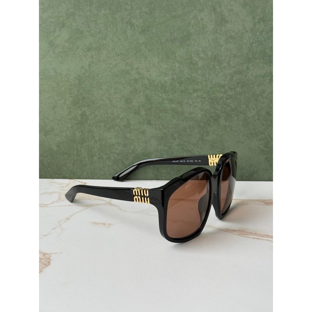 Miu Miu NEW Miu Miu MU A07S Brown Black Oversized Sunglasses $578 Size ONE SIZE - 4 Thumbnail