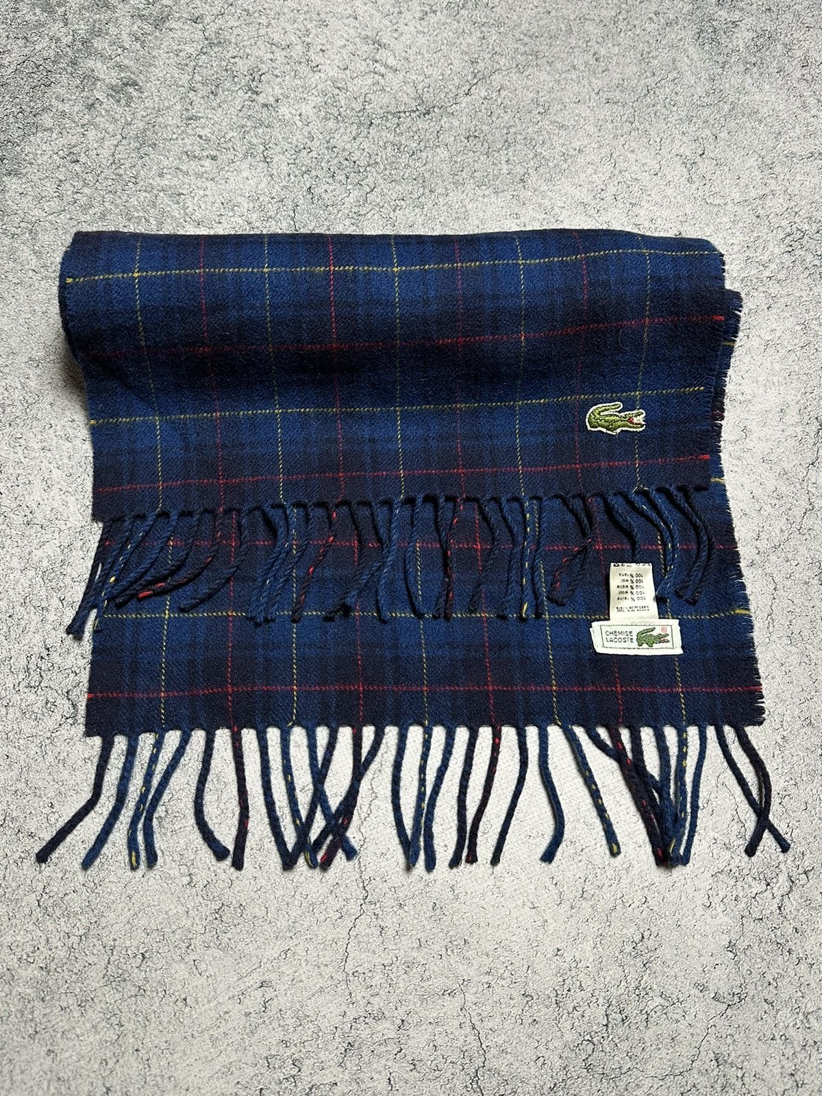 Lacoste 🐊Vintage Lacoste Wool Plaid Scarf Muffler Size ONE SIZE - 5 Thumbnail