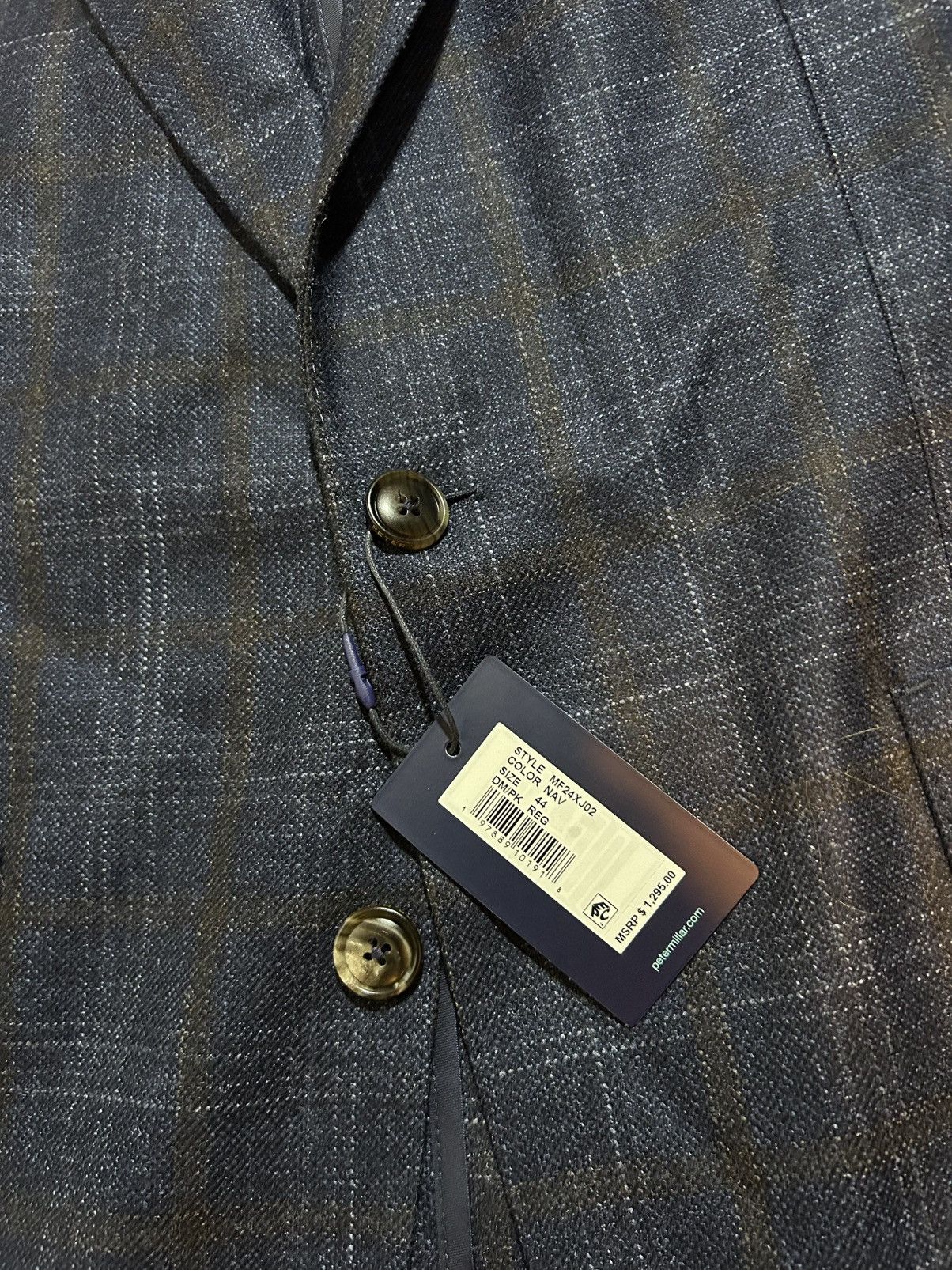 Peter Millar Peter Millar Navy Windowpane Plaid Jacket Sport Coat 44R Size 44R - 4 Thumbnail