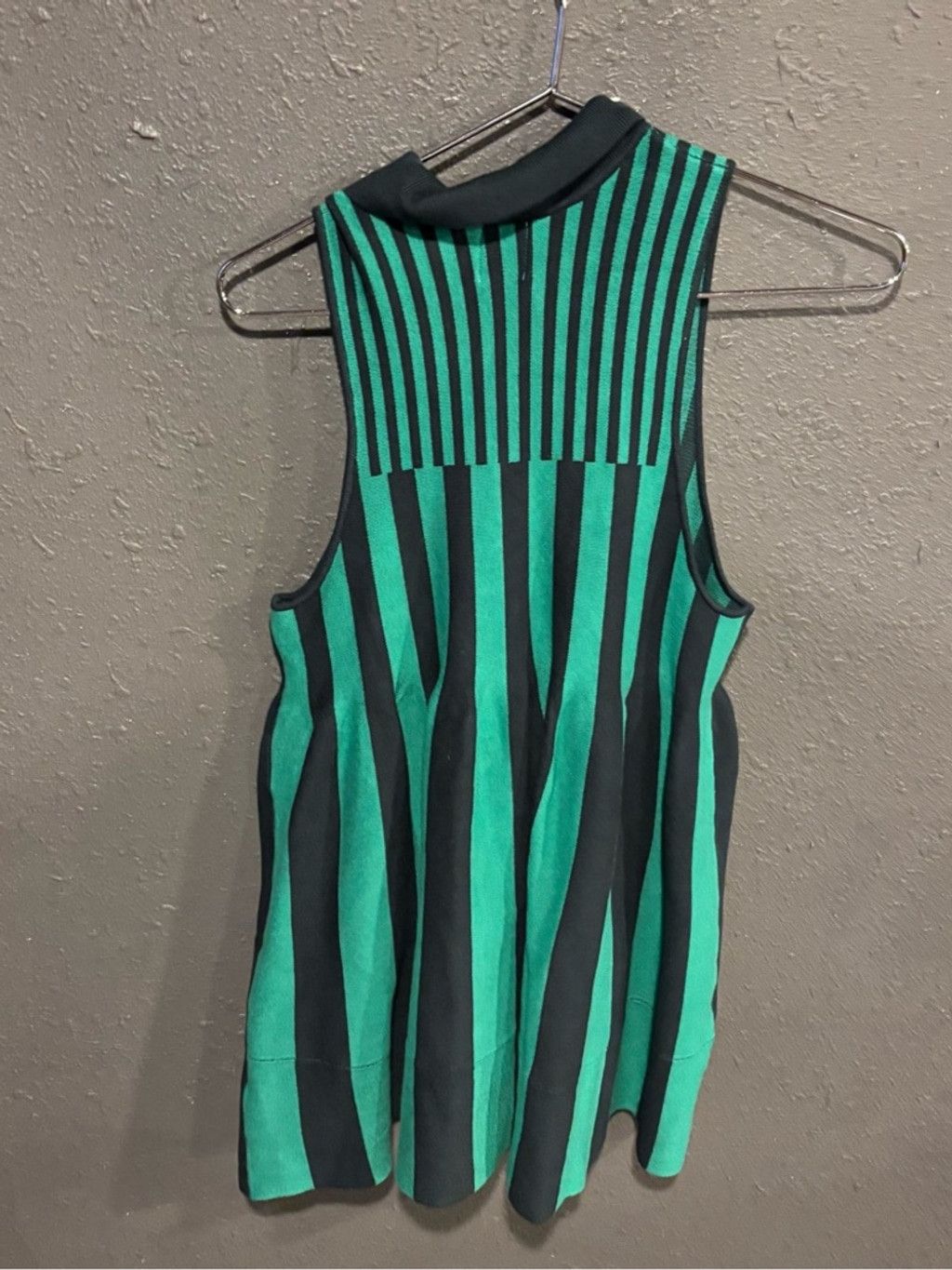 Anthropologie Maeve Black and Green Striped Sleeveless Polo Dress Size L / US 10 / IT 46 - 7 Thumbnail