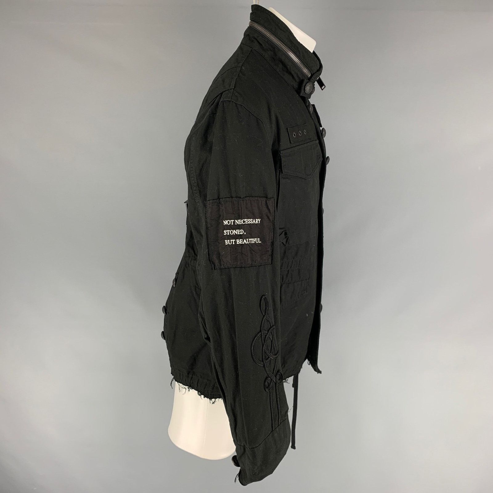 Christian Dada CHRISTIAN DADA 38 Size 38 Black Patch Cotton Military Jacket Size US M / EU 48-50 / 2 - 4 Thumbnail