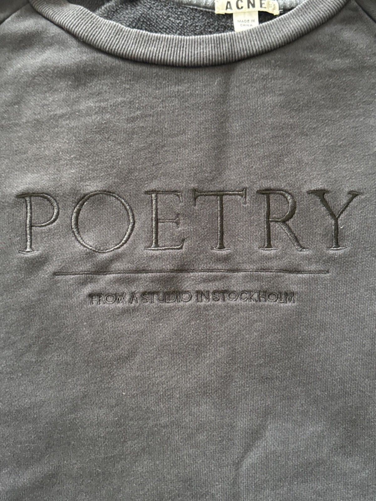 Acne Studios Acne Studios Brian Embroid Poetry Sweatshirt Black Size M Size US M / EU 48-50 / 2 - 1 Thumbnail