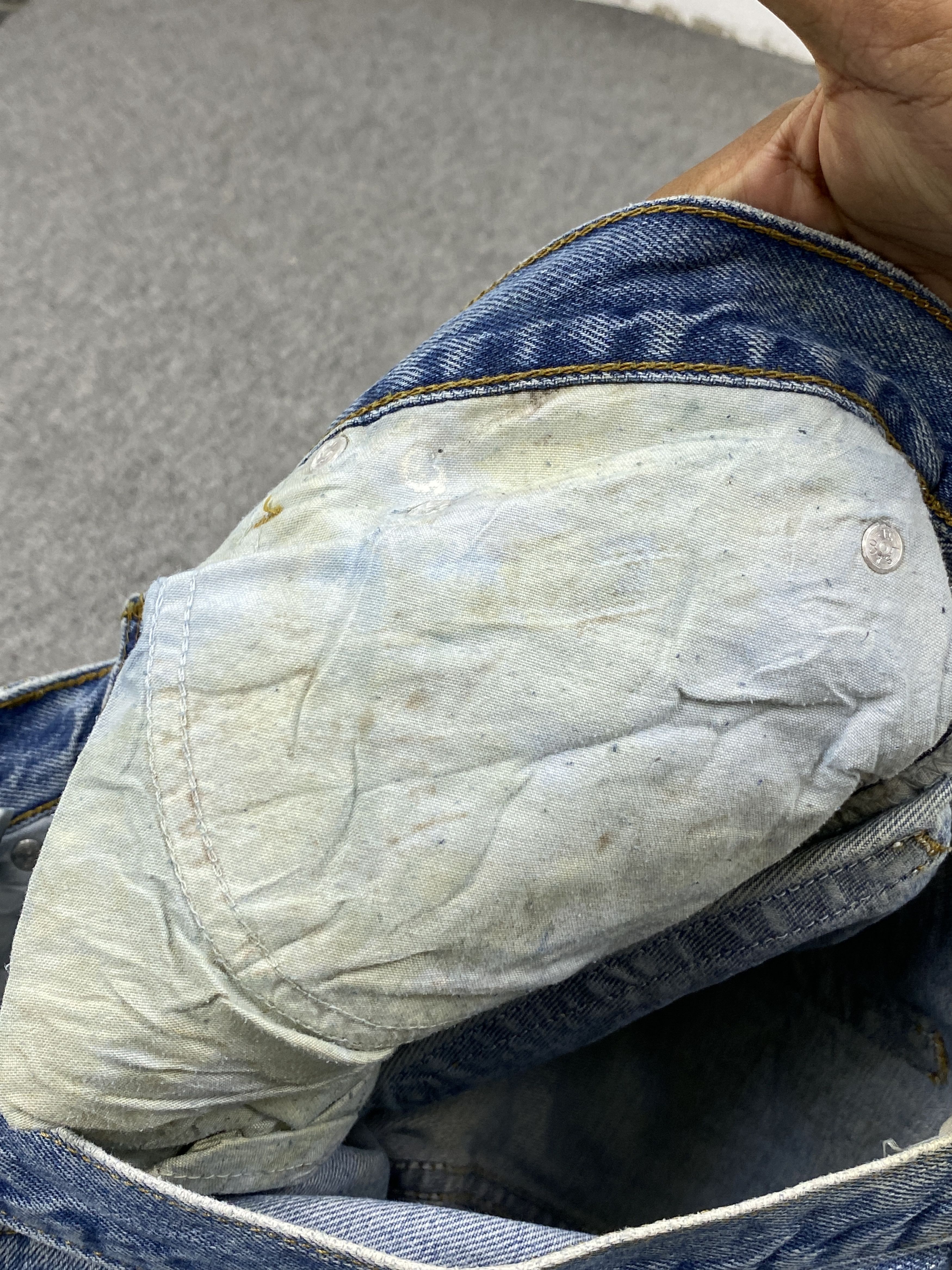 Vintage Levis 505 Splatter Paint Blue Denim Jeans