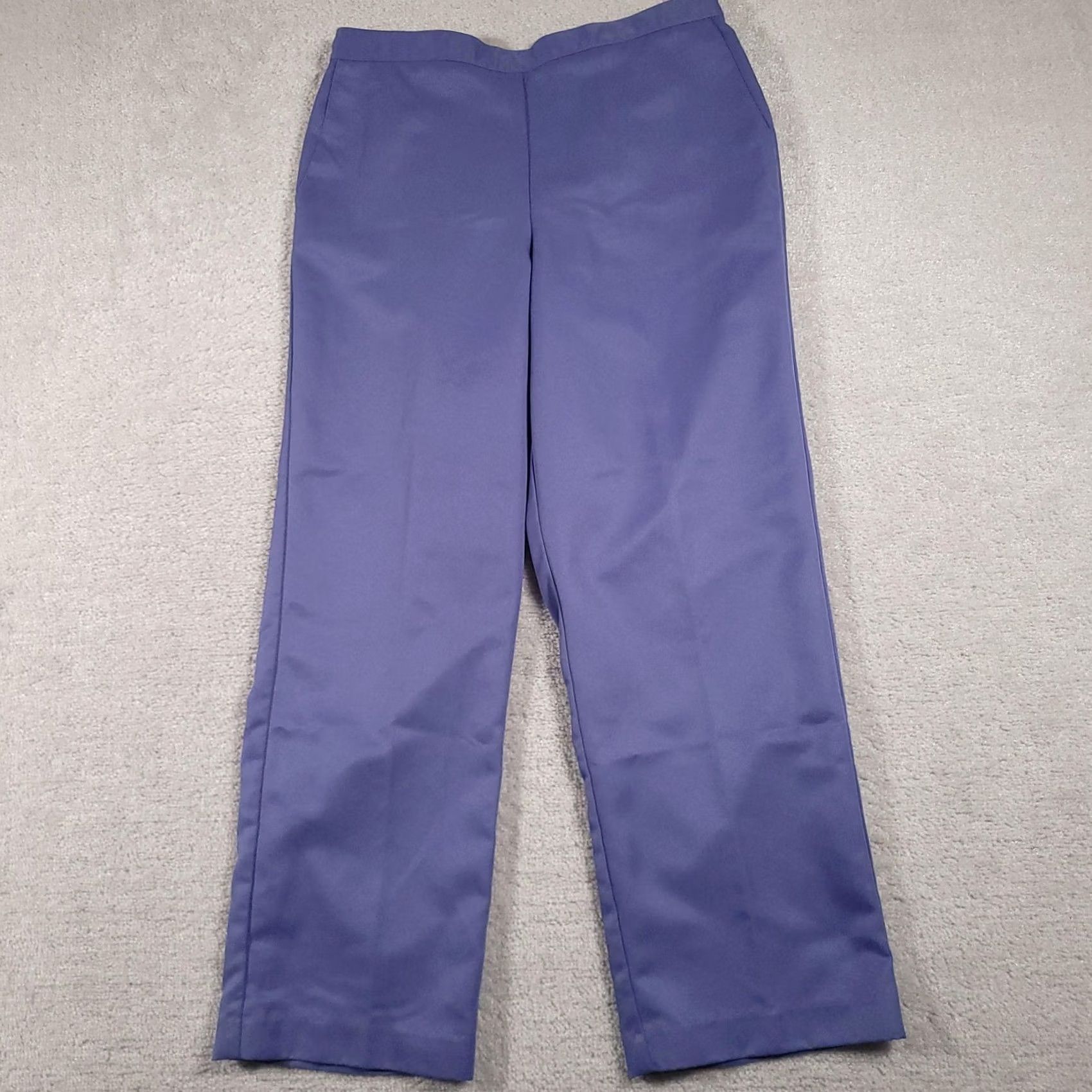 Vintage Alfred Dunner Pants Womens 12 Straight Leg Pull On Trousers Pockets Classic Blue Style Dress Pants Straight Leg Easy Care Size 34" / US 12 / IT 48 - 2 Thumbnail