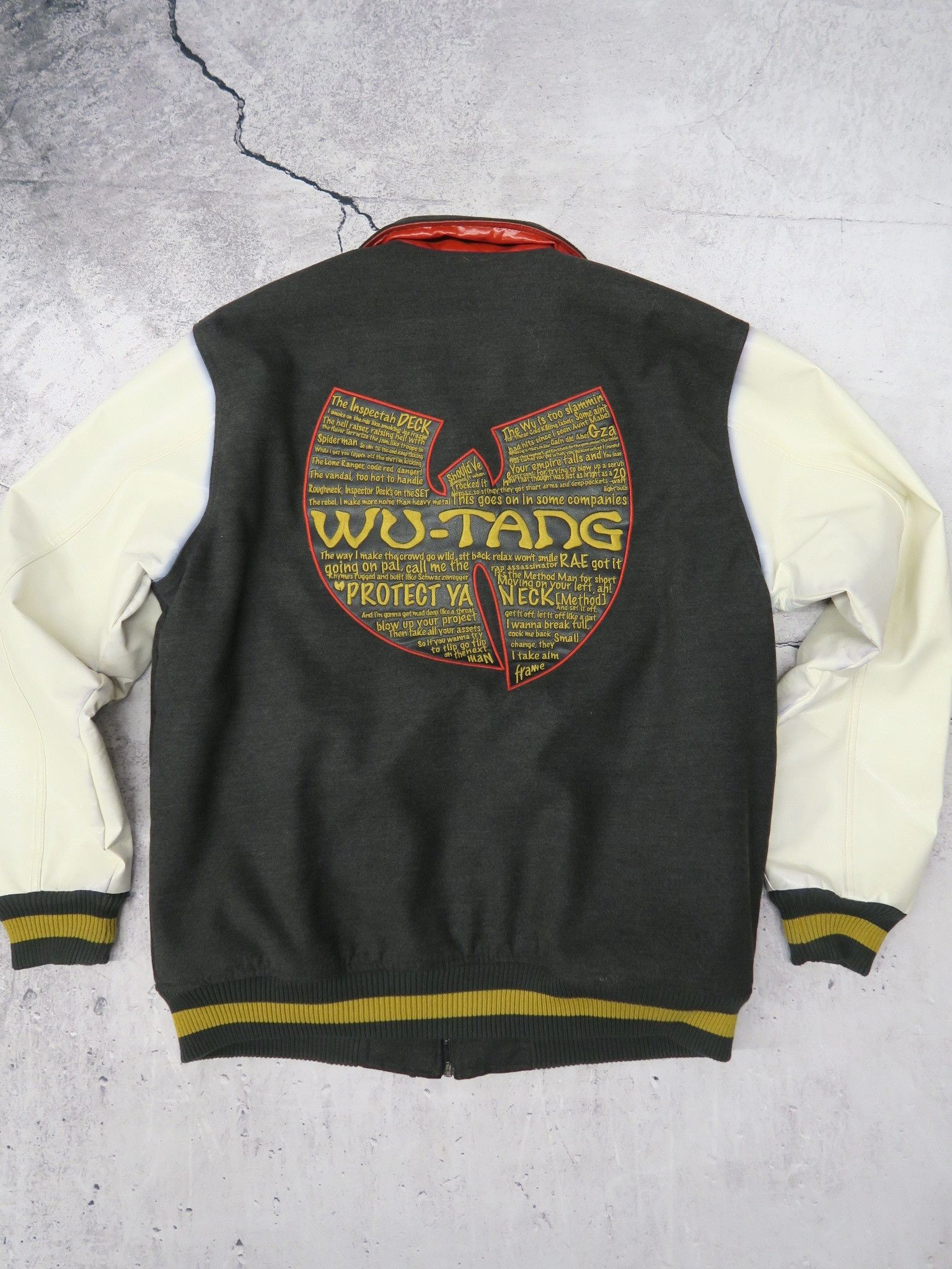 image of Wu Tang Clan Vintage Leather Jacket Varsity Xl/xxl in Grey, Men's