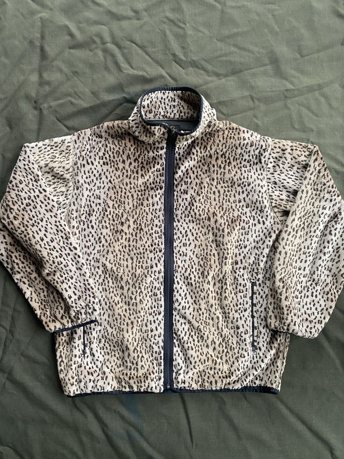 NEEDLES Coach 思い出深い Jacket Leopard Jq.-Olive