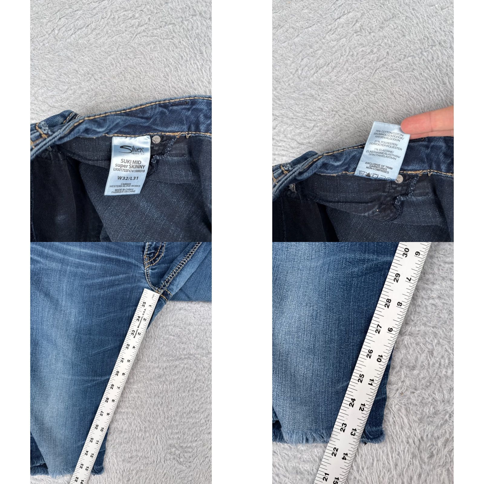 Vintage VINTAGE Silver Womens Shorts Casual Denim Low Rise Cutoff 32 Blue 13in Stretch Spring Summer Women Size 24" / US 00 / IT 34 - 8 Thumbnail