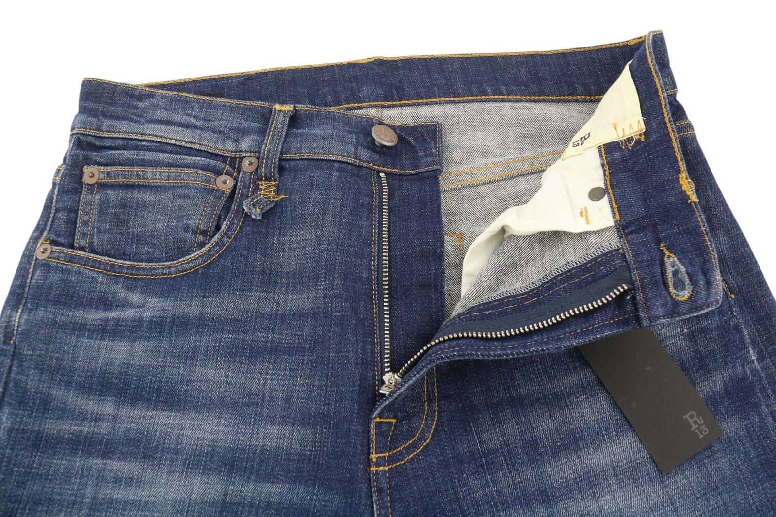R13 SKATE 32 Howell Indigo Faded Slim Fit Jeans 85426 Size US 32 / EU 48 - 4 Thumbnail