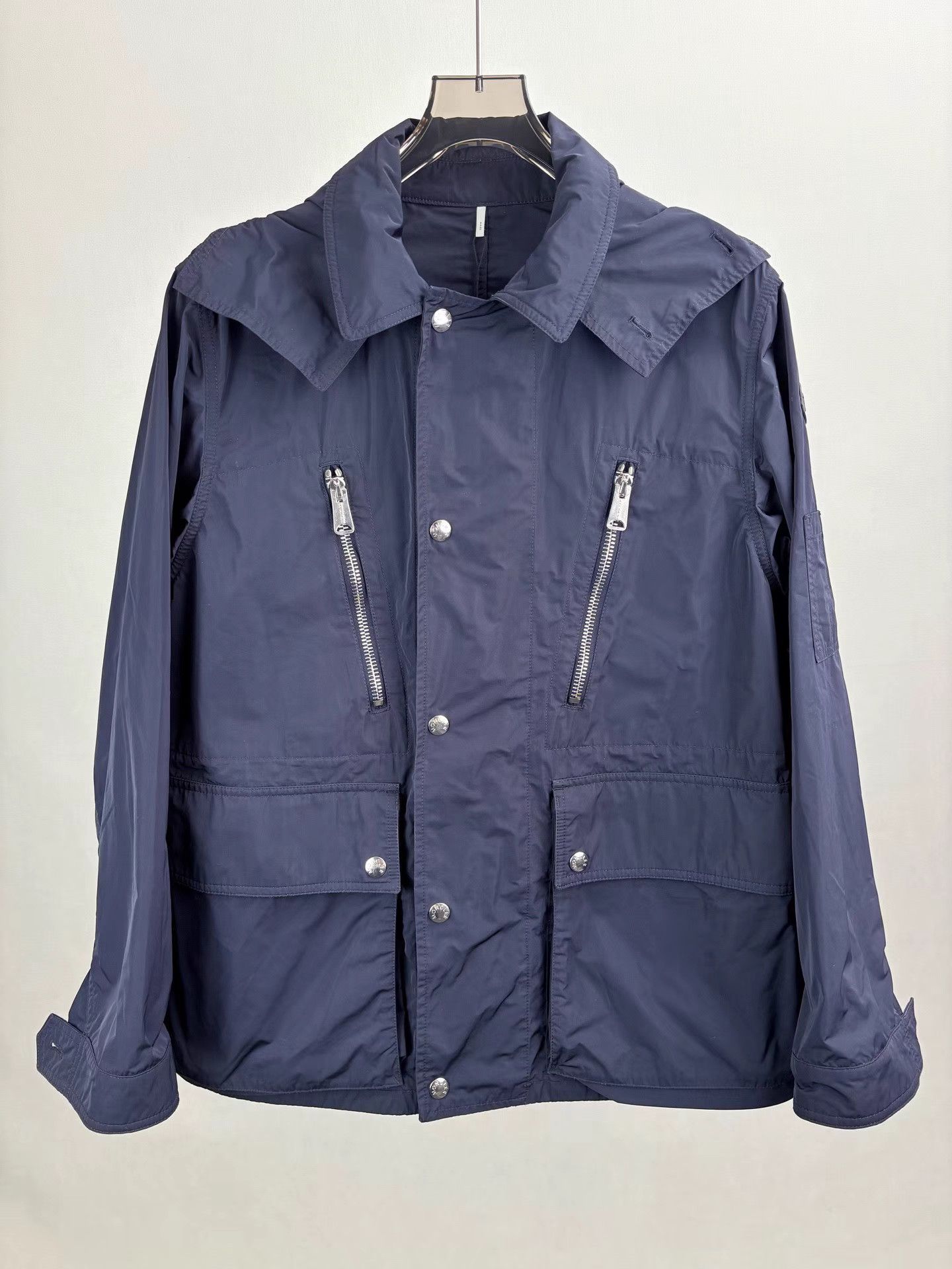Moncler MONCLER BENOIT Navy Blue Trench Coat Size US L / EU 52-54 / 3 - 1 Thumbnail