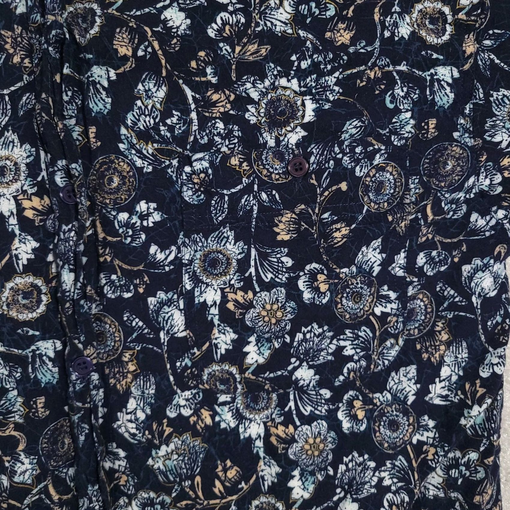 Vintage VINTAGE Solutions Shirt Women's Large Blue Floral Button Up Short Sleeve Rayon Casual Size L / US 10 / IT 46 - 4 Thumbnail
