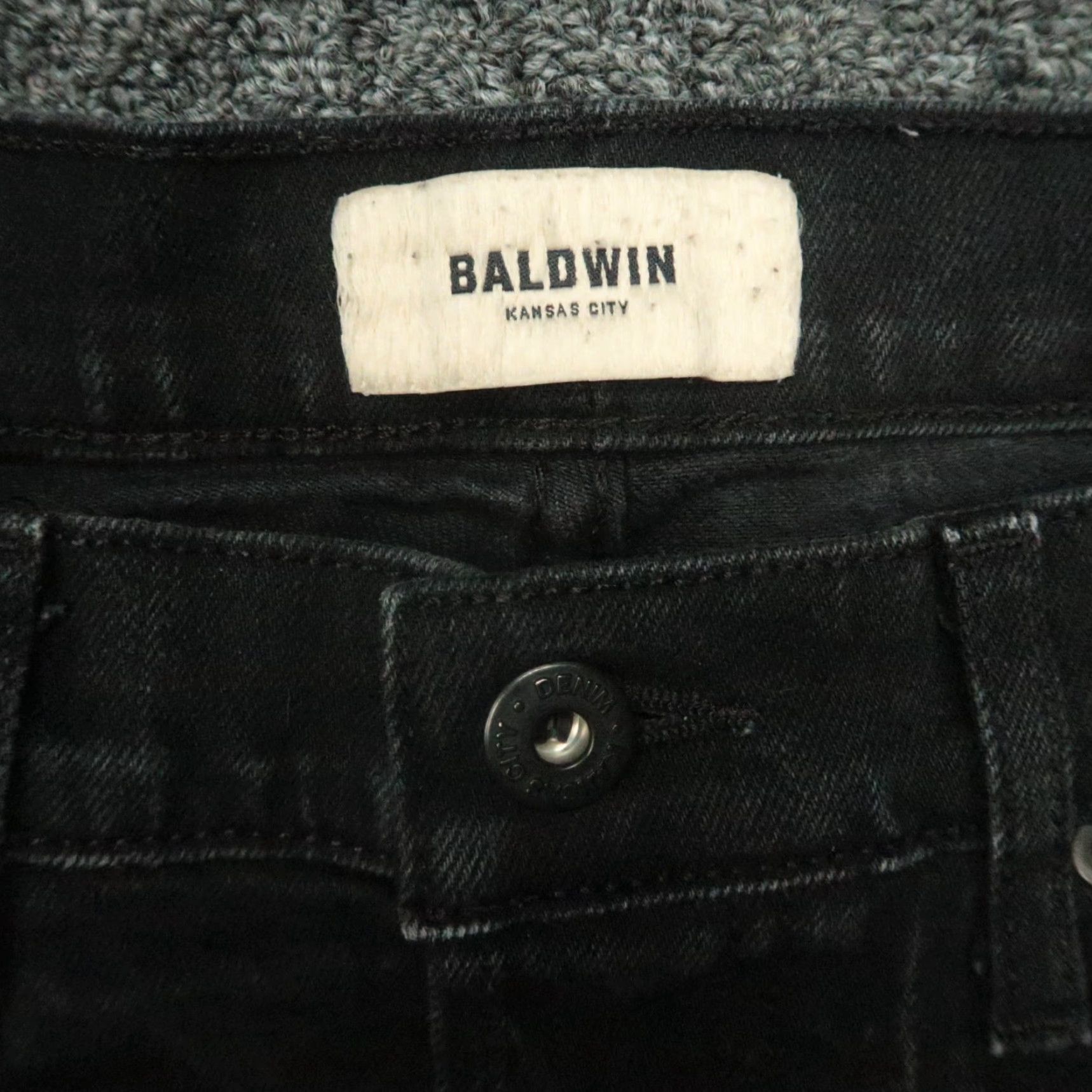 Vintage BALDWIN Jeans Men 30x32 Black Raw Slim Selvedge Straight 5 Pocket 10-Character Version? Size US 30 / EU 46 - 3 Thumbnail