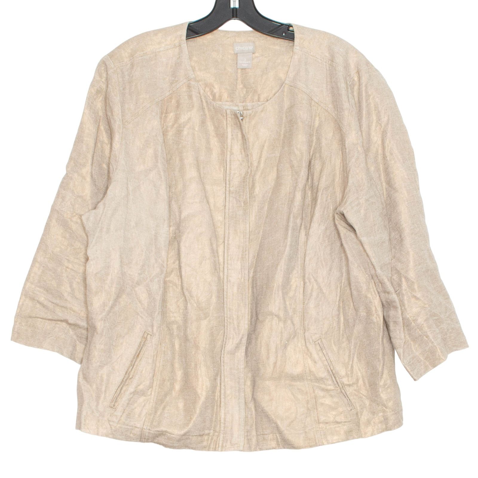Chicos Chicos Jacket 3/4 Sleeve Foiled Linen Metallic 3 XL 16/18 Size XL / US 12-14 / IT 48-50 - 6 Thumbnail