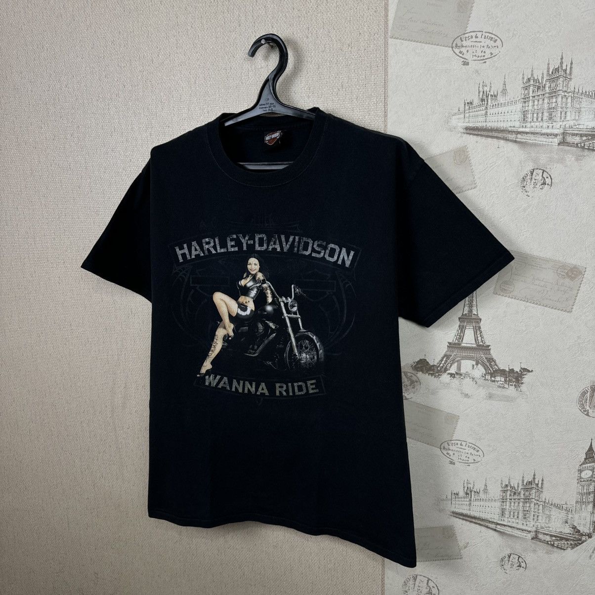 Harley Davidson Vintage Harley Davidson T shirt Girl Biker Streetwear Black Size US L / EU 52-54 / 3 - 3 Thumbnail