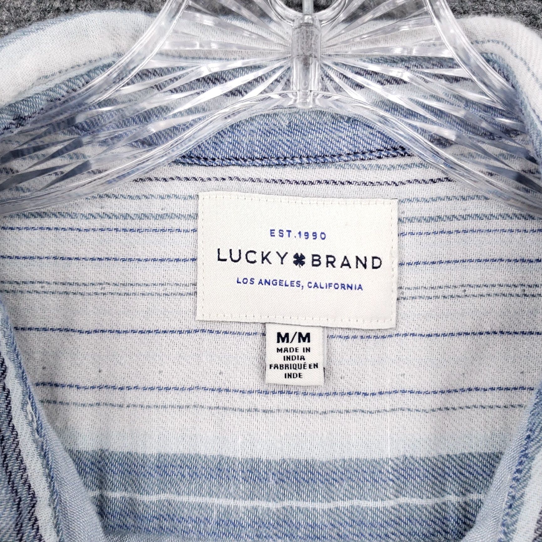 Lucky Brand Lucky Brand Button-Up Shirt Mens M Medium Blue Striped Short Sleeve Collared Size US M / EU 48-50 / 2 - 6 Thumbnail