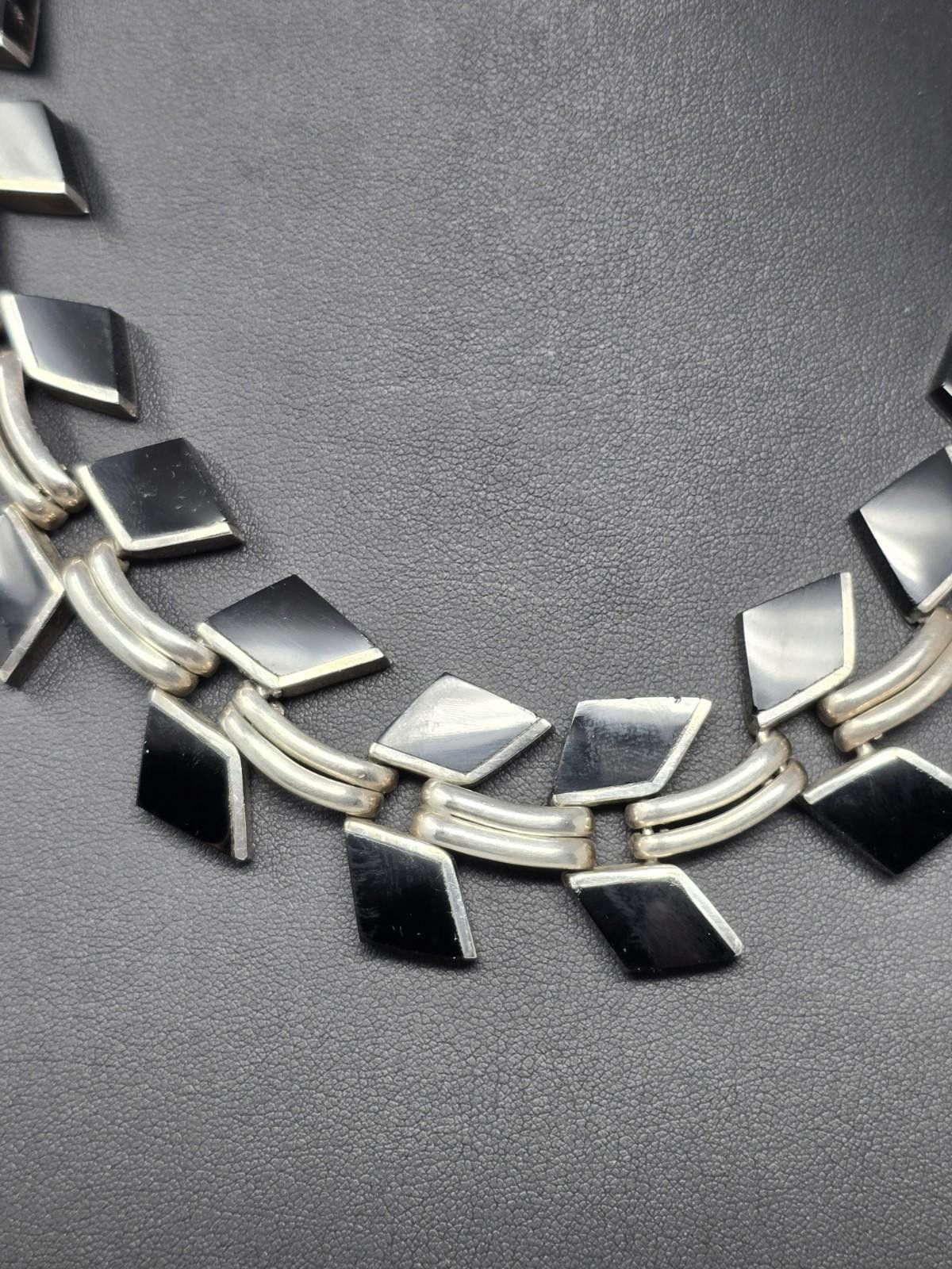 Other Vtg 123g Taxco Mexico Sterling Silver & Black Onyx Necklace Size ONE SIZE - 3 Thumbnail