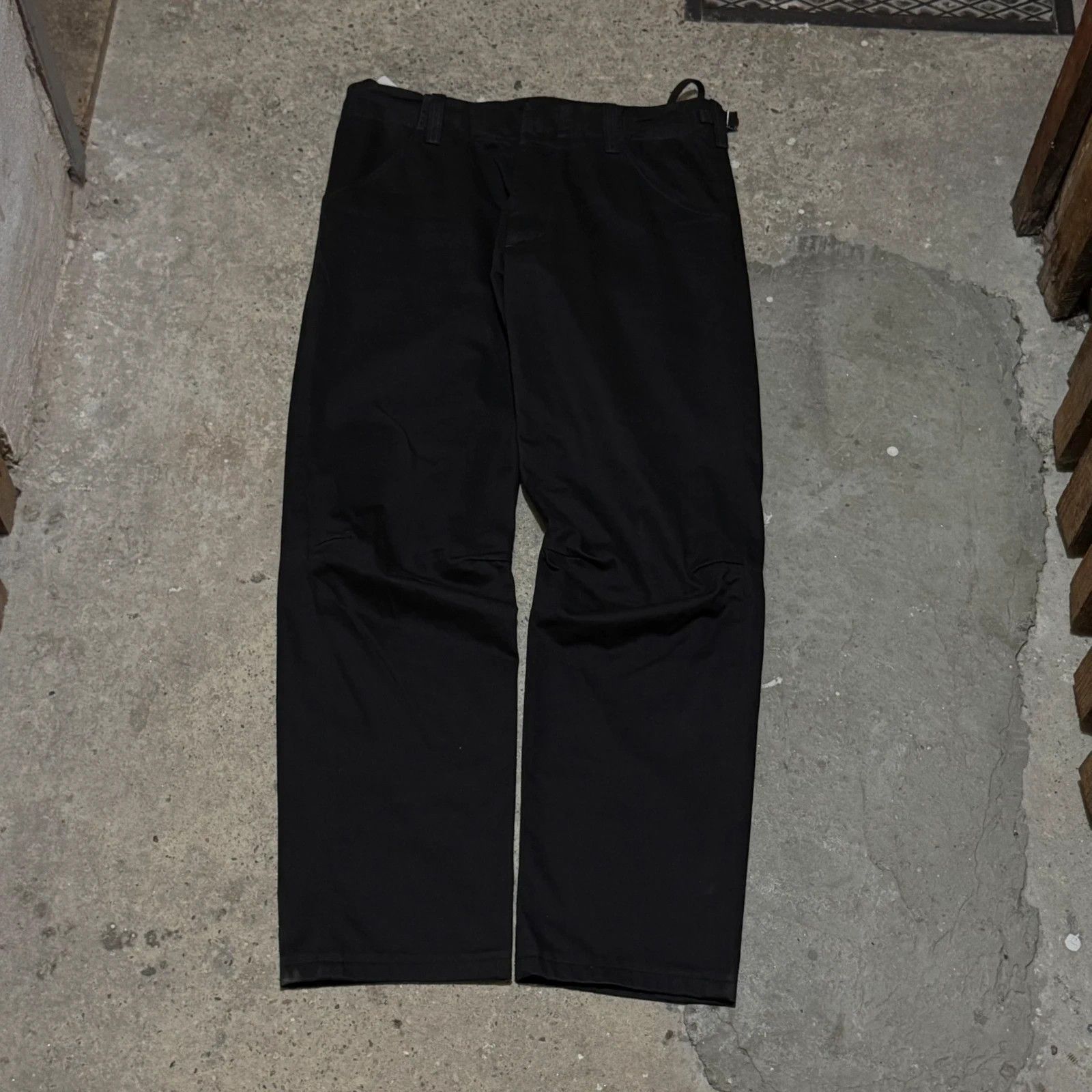 パンツ HELMUT LANG Archive Black Wool Slacks Helmut Lang Archive 90s Helmut Lang Striped Black Wool Trousers