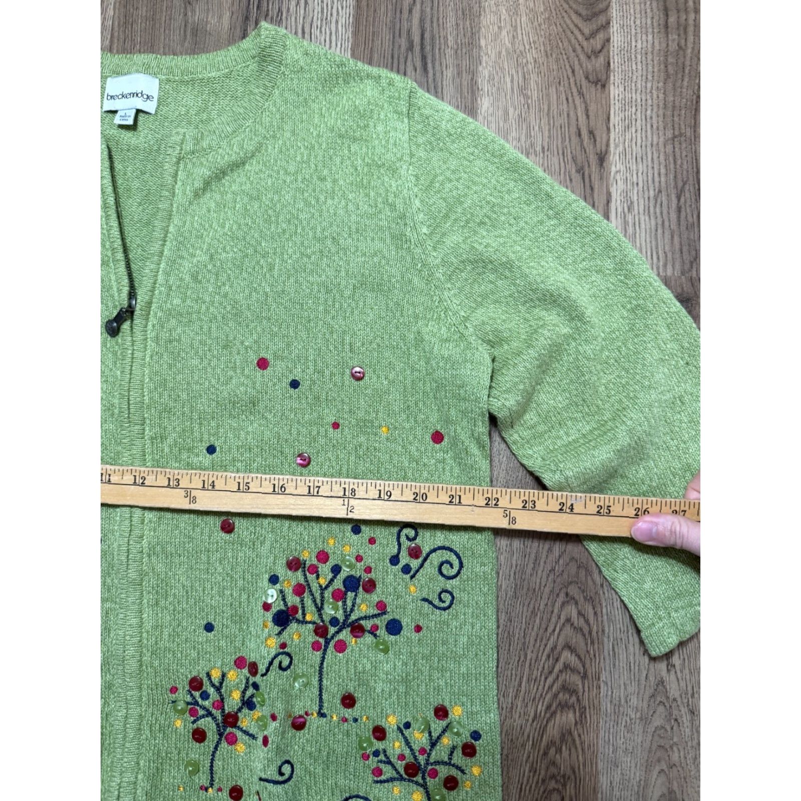 Pinko Breckenridge Sweater Cardigan Womens Large Green Floral Full Zip Buttons Size L / US 10 / IT 46 - 7 Thumbnail