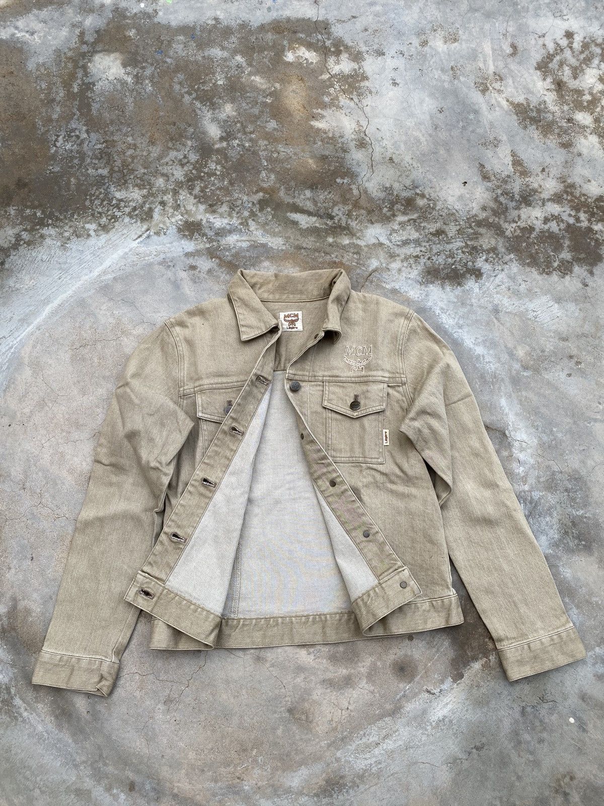 image of VTG 90’S MCM Denim Jacket in Chic Cream, Men's (Size Medium)