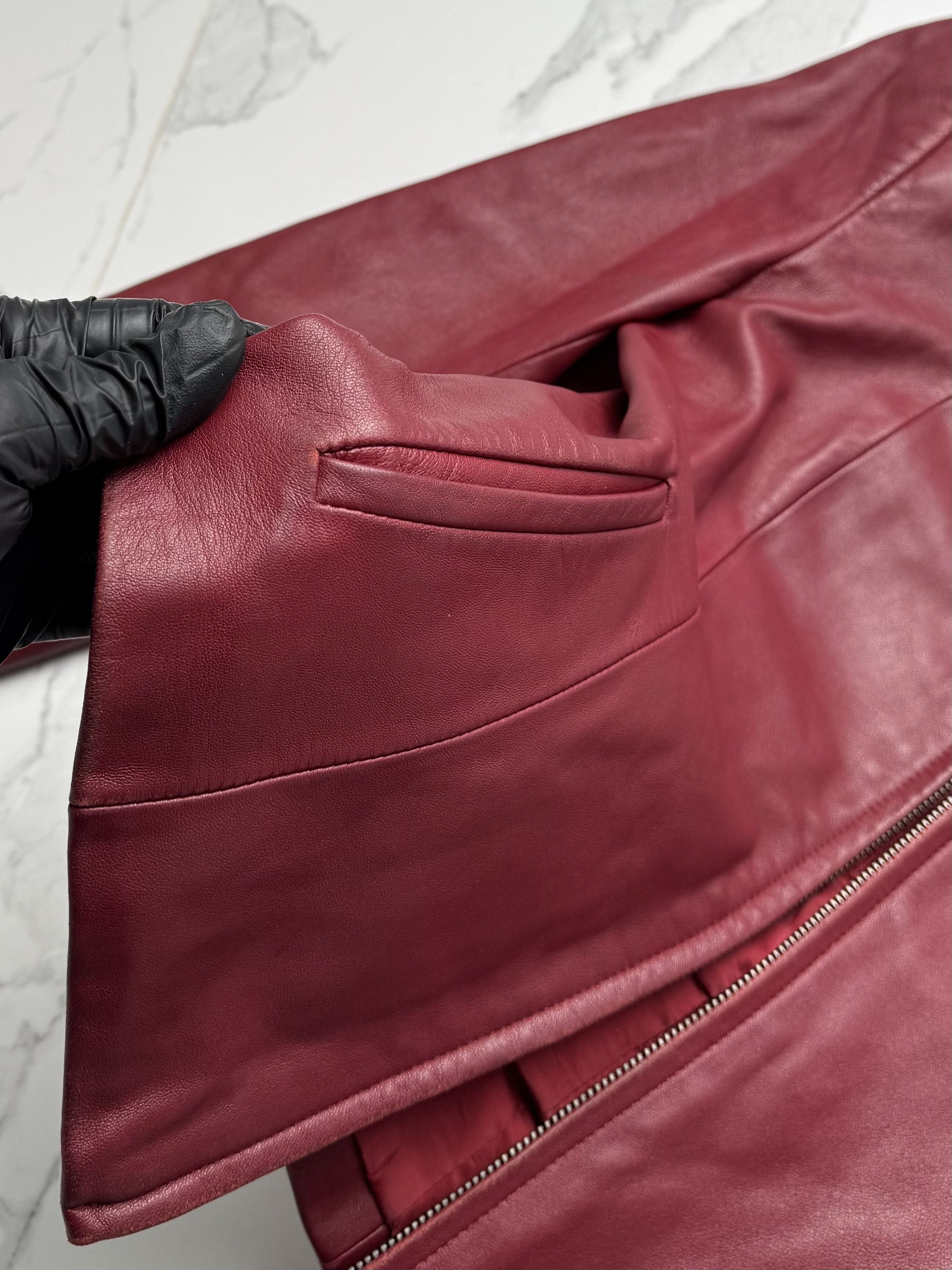 Vintage Y2K Red Leather Jacket Womens Slim Fit Zip Up Biker Style Size S / US 4 / IT 40 - 6 Thumbnail
