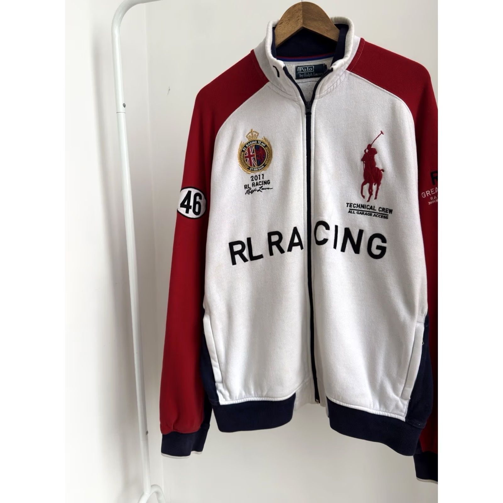 Polo Ralph Lauren VINTAGE Polo Ralph Lauren Racing Great Britain 2011 Sweatshirt XL White Logo JP RL Racing Mens Pullover Hoodie Shirt Size US XL / EU 56 / 4 - 2 Thumbnail