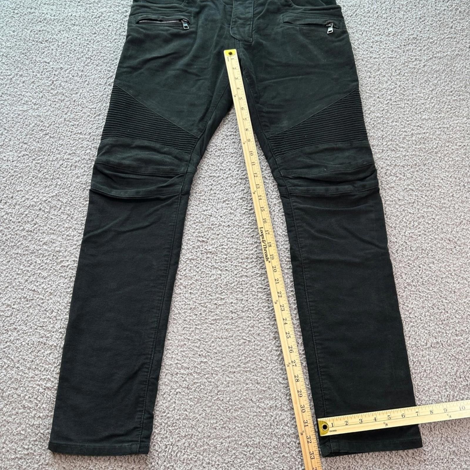 Other BALMAIN Paris Mens Black Moto Biker Jeans 33 Slim Fit Ribbed Size US 33 - 3 Thumbnail