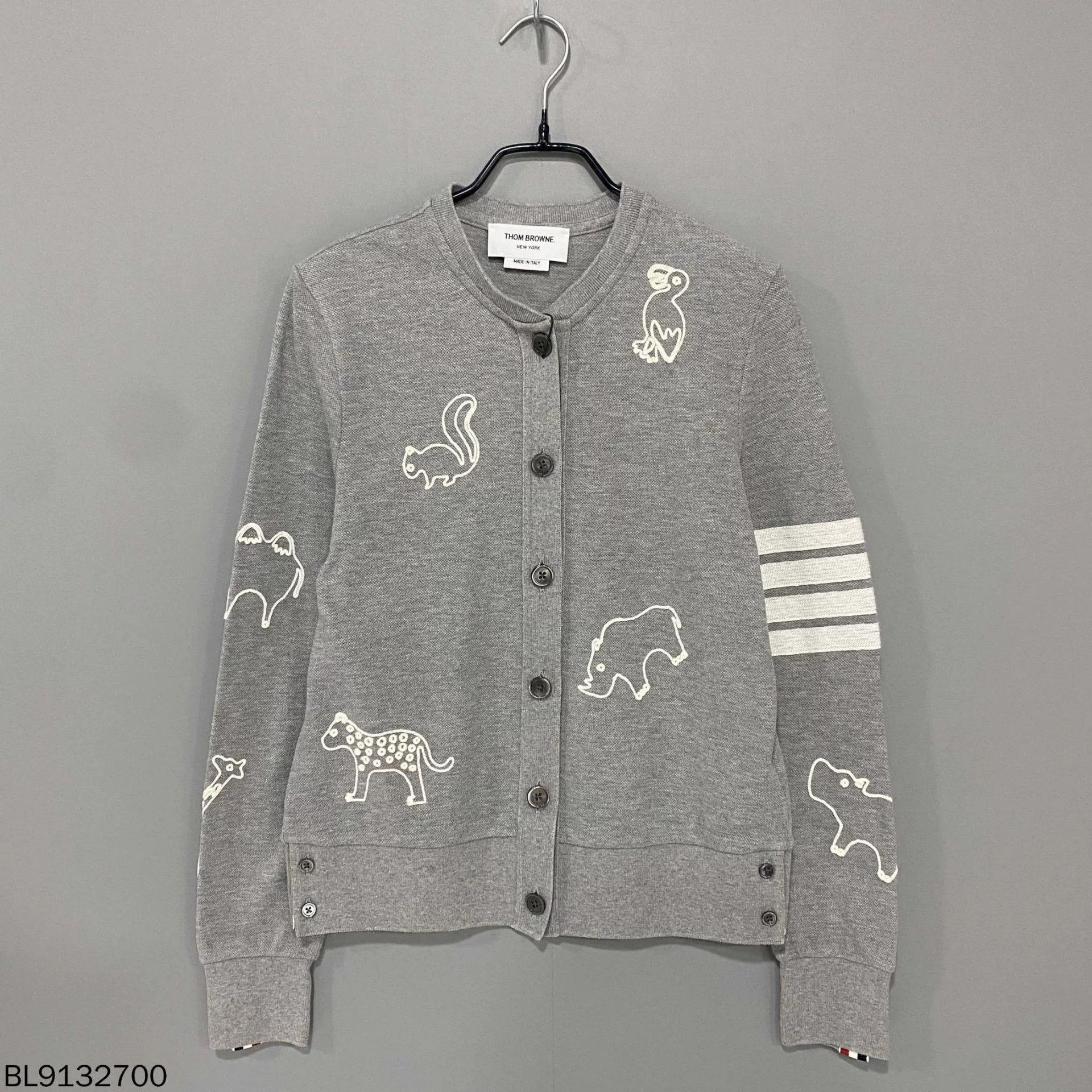 Thom Browne Thom Browne Four Bar Animal Embroidery Cardigan Size US XXS / EU 40 - 1 Thumbnail