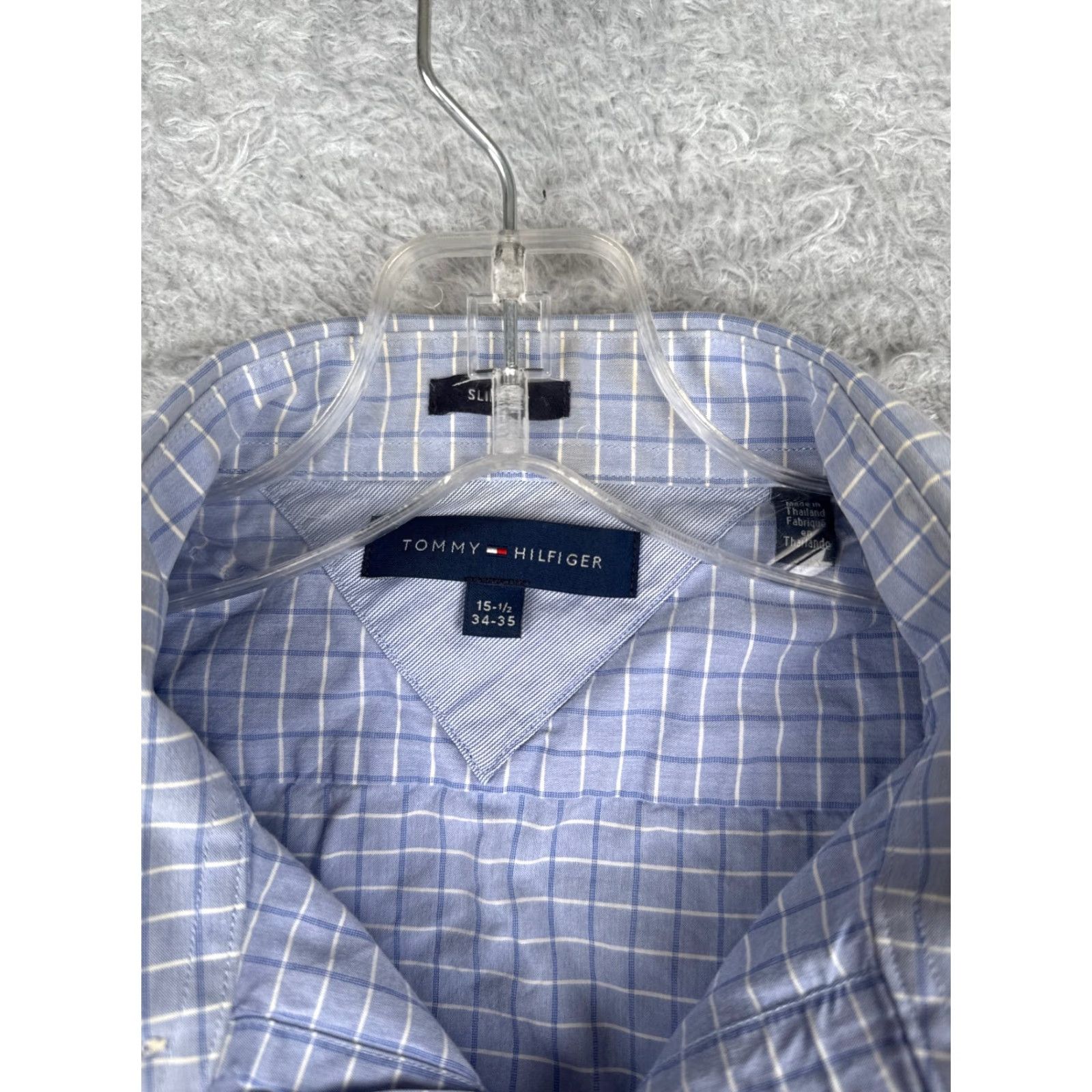 Tommy Hilfiger Tommy Hilfiger Shirt Men Blue Plaid 100% Cotton Long Sleeve Slim Fit 15.5 Button-Up Size US M / EU 48-50 / 2 - 7 Thumbnail